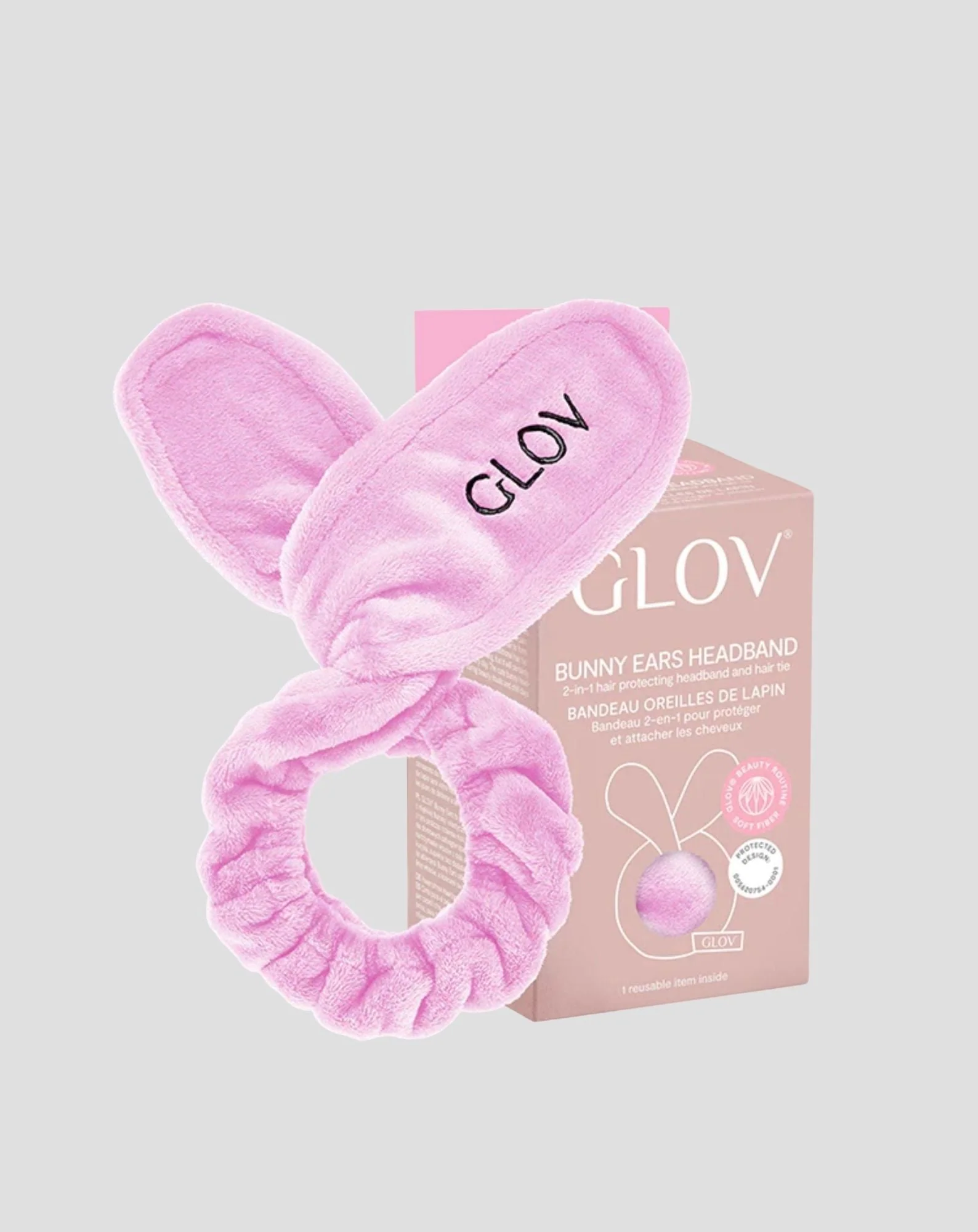 Bandeau à cheveux Bunny Ears Pink Glov pour un toilettage facile - Image 3
