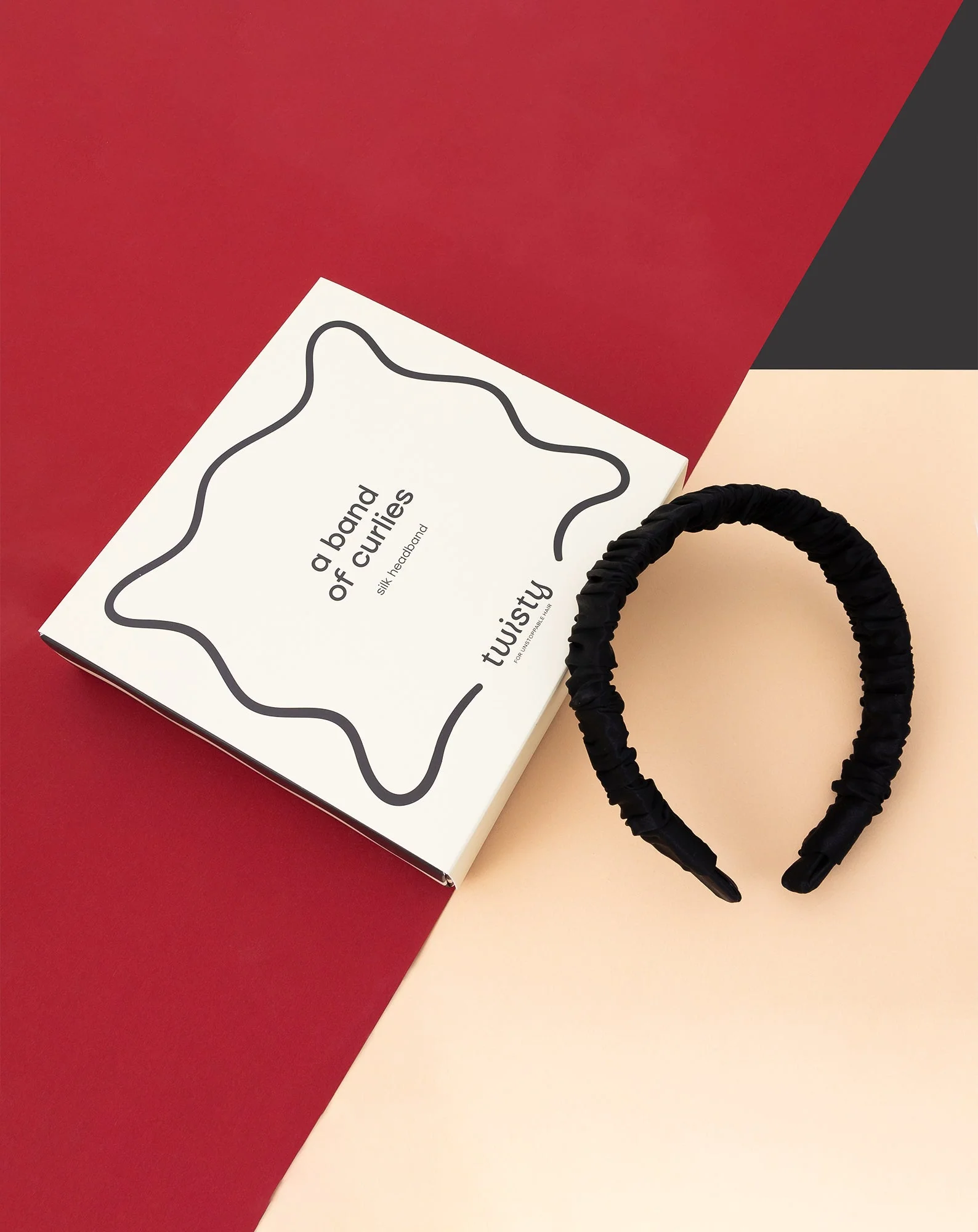 Bandeau en soie noire, 100% naturelle - Twisty - Image 2