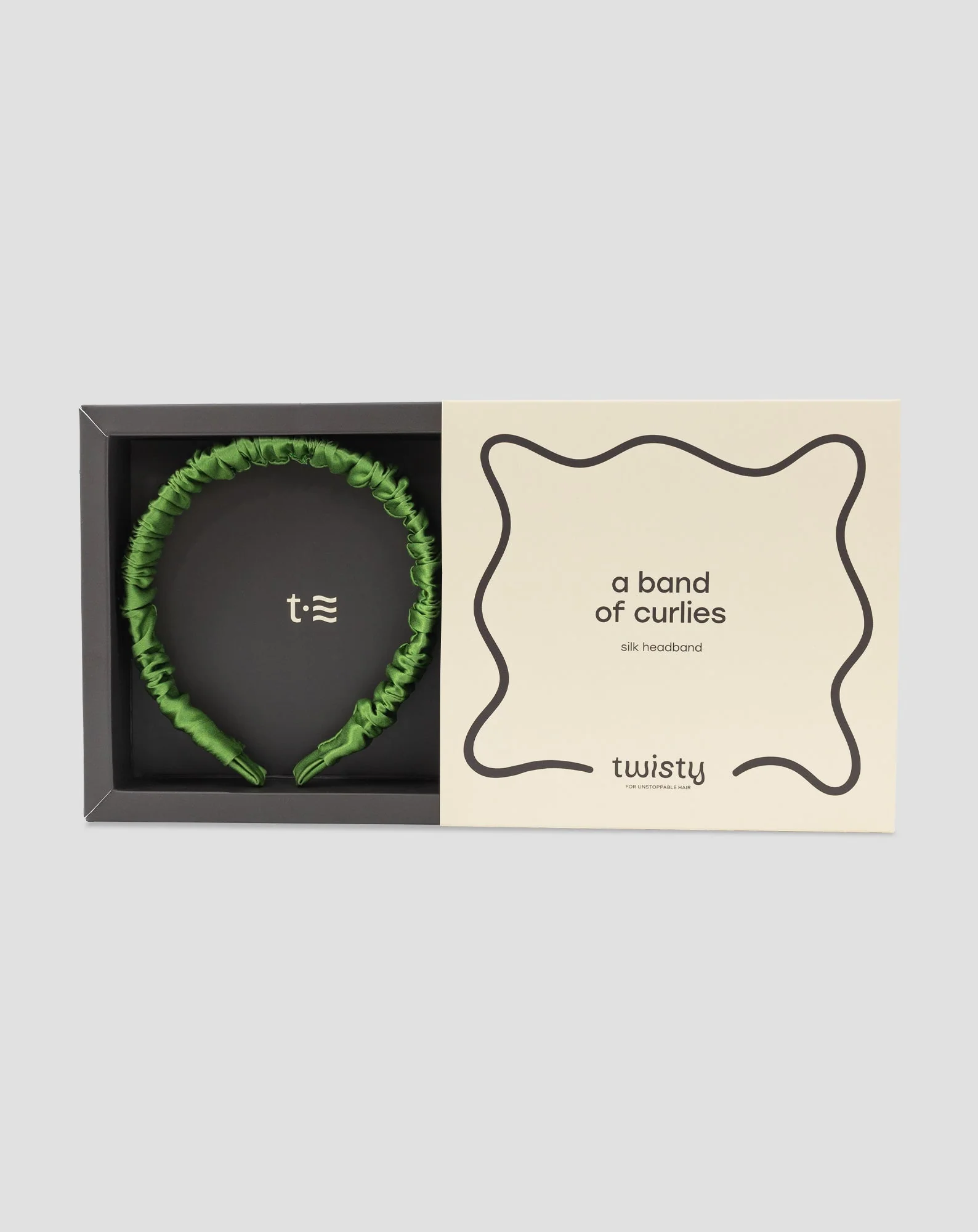Bandeau en soie verte, 100% naturelle - Twisty - Image 5