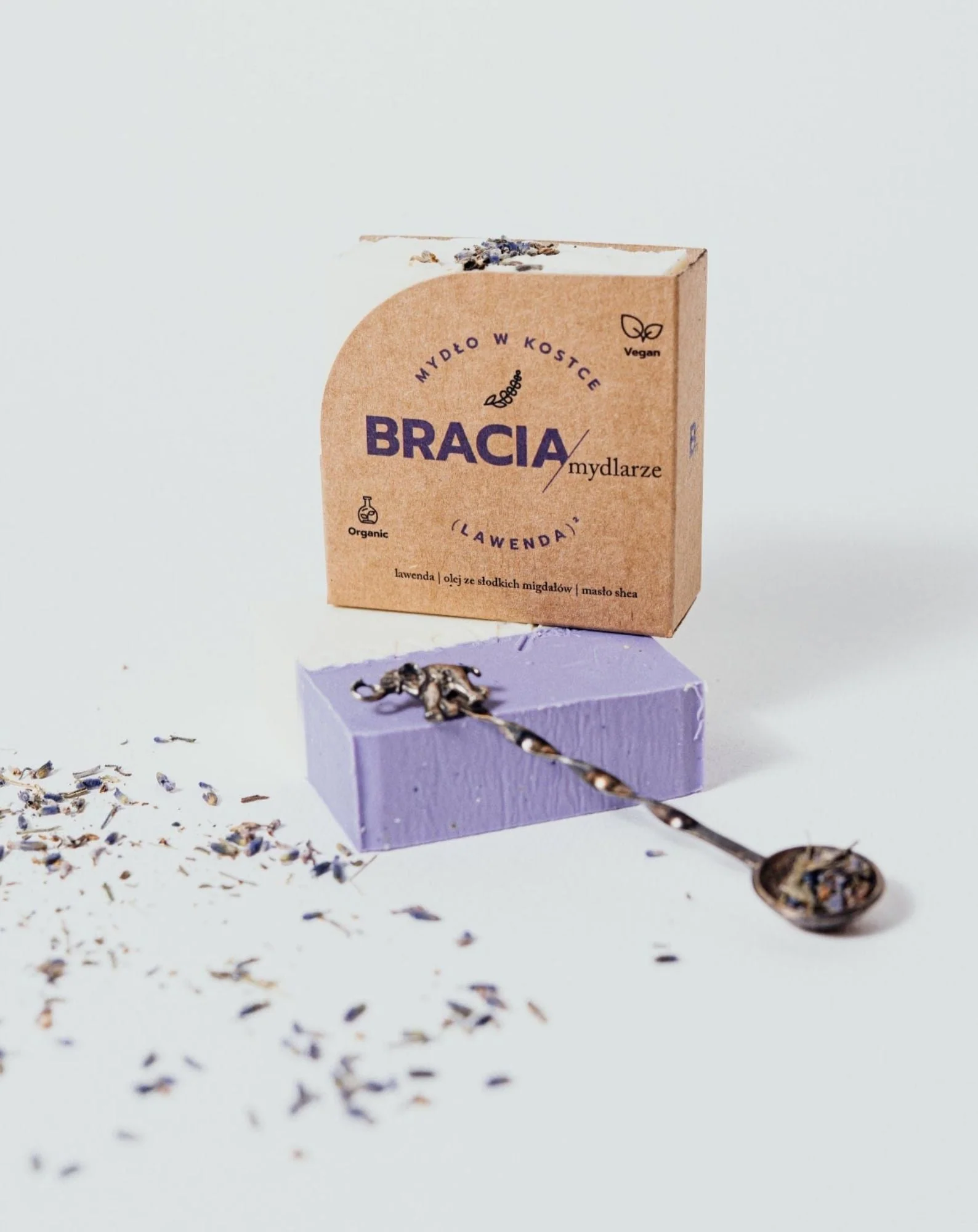 Barre de savon apaisante et hydratante à la lavande avec de l'huile de riz et du beurre de karité Bracia Mydlarze - Image 2