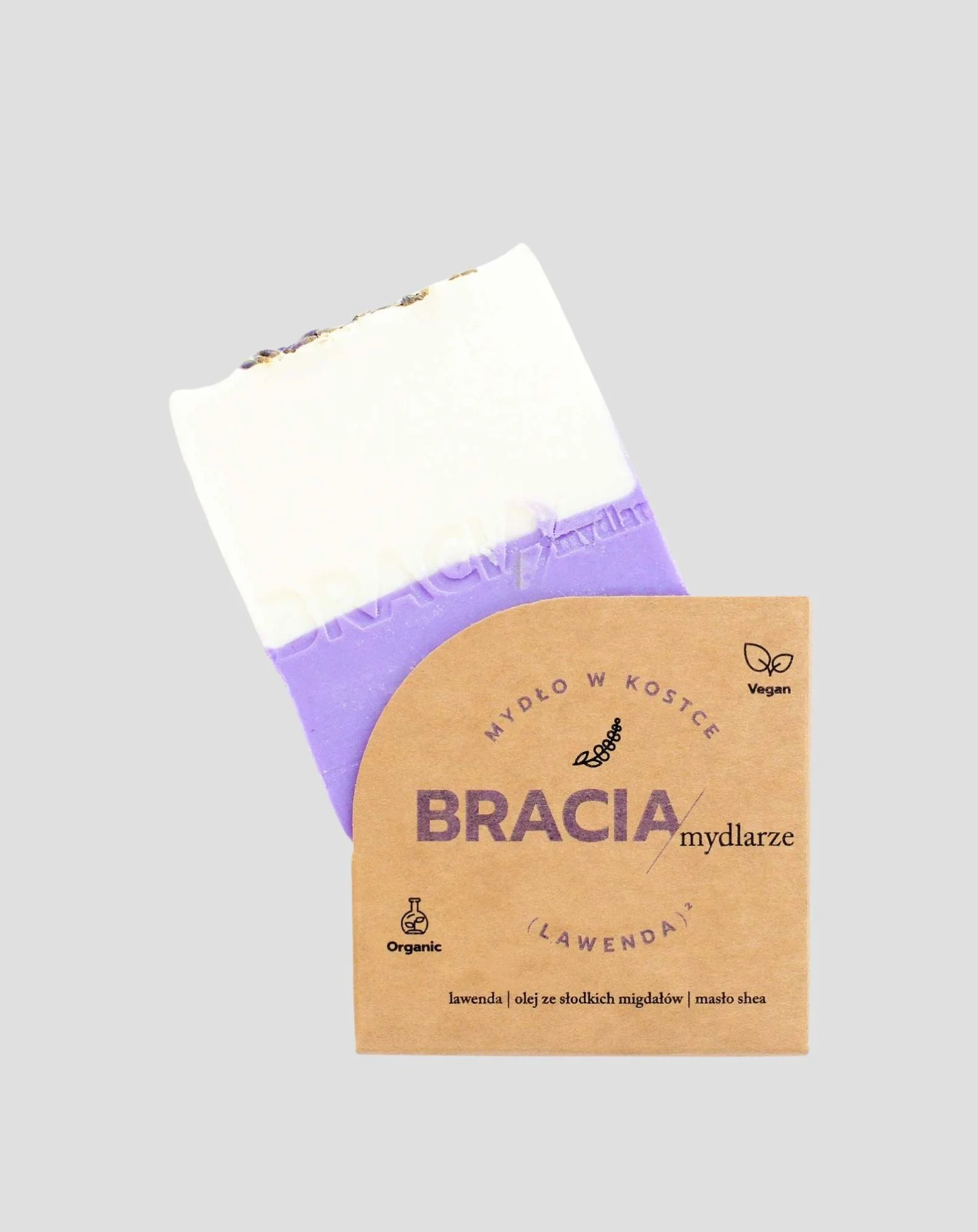 Barre de savon apaisante et hydratante à la lavande avec de l'huile de riz et du beurre de karité Bracia Mydlarze - Image 3