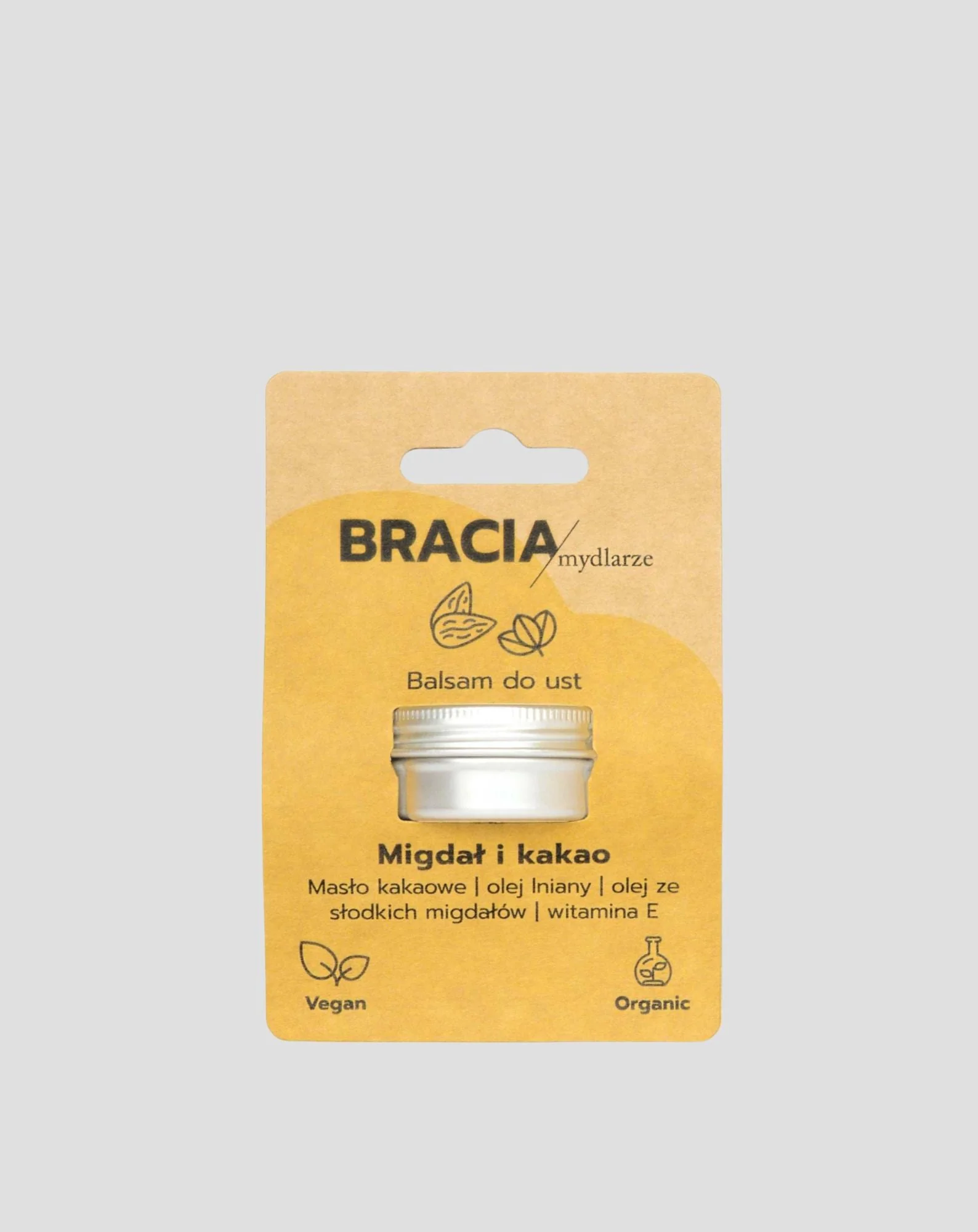 Baume à lèvres hydratant à l'amande et au cacao avec vitamine E et huile de lin Bracia Mydlarze - Image 3