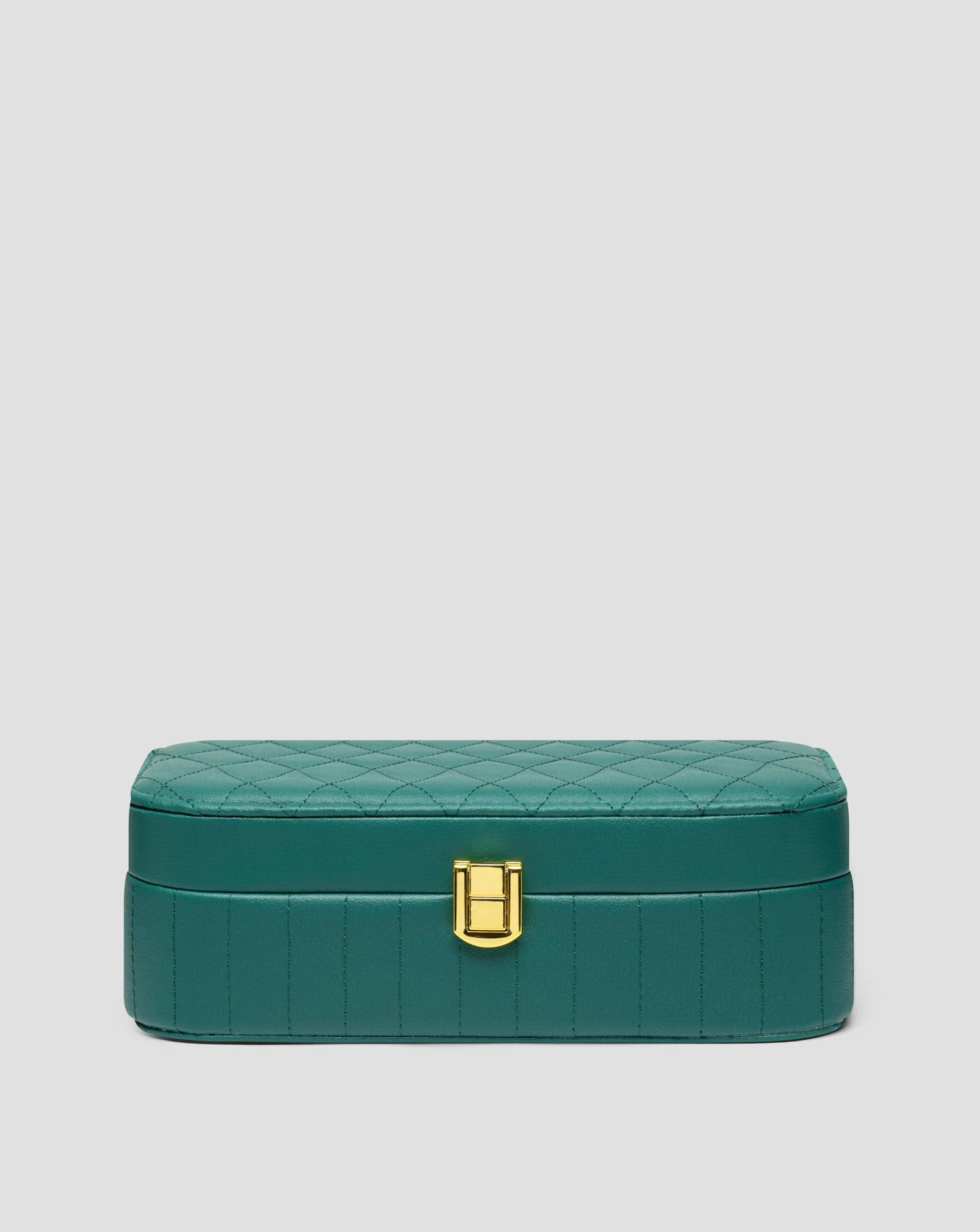 Boîte à bijoux avec compartiments, rouleaux et miroir grand vert Mys