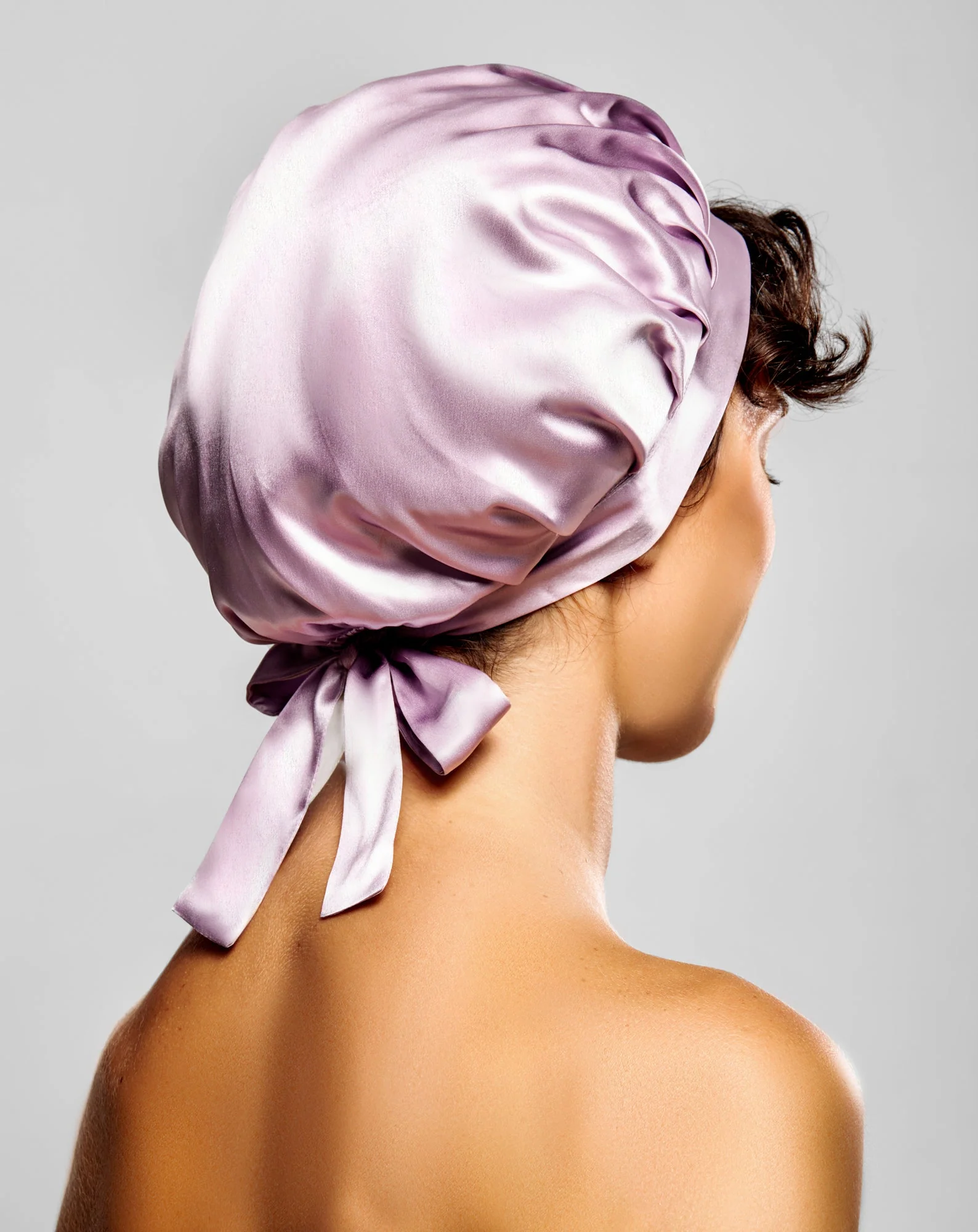 Bonnet de nuit en soie rose pour cheveux bouclés et ondulés - Twisty - Image 4