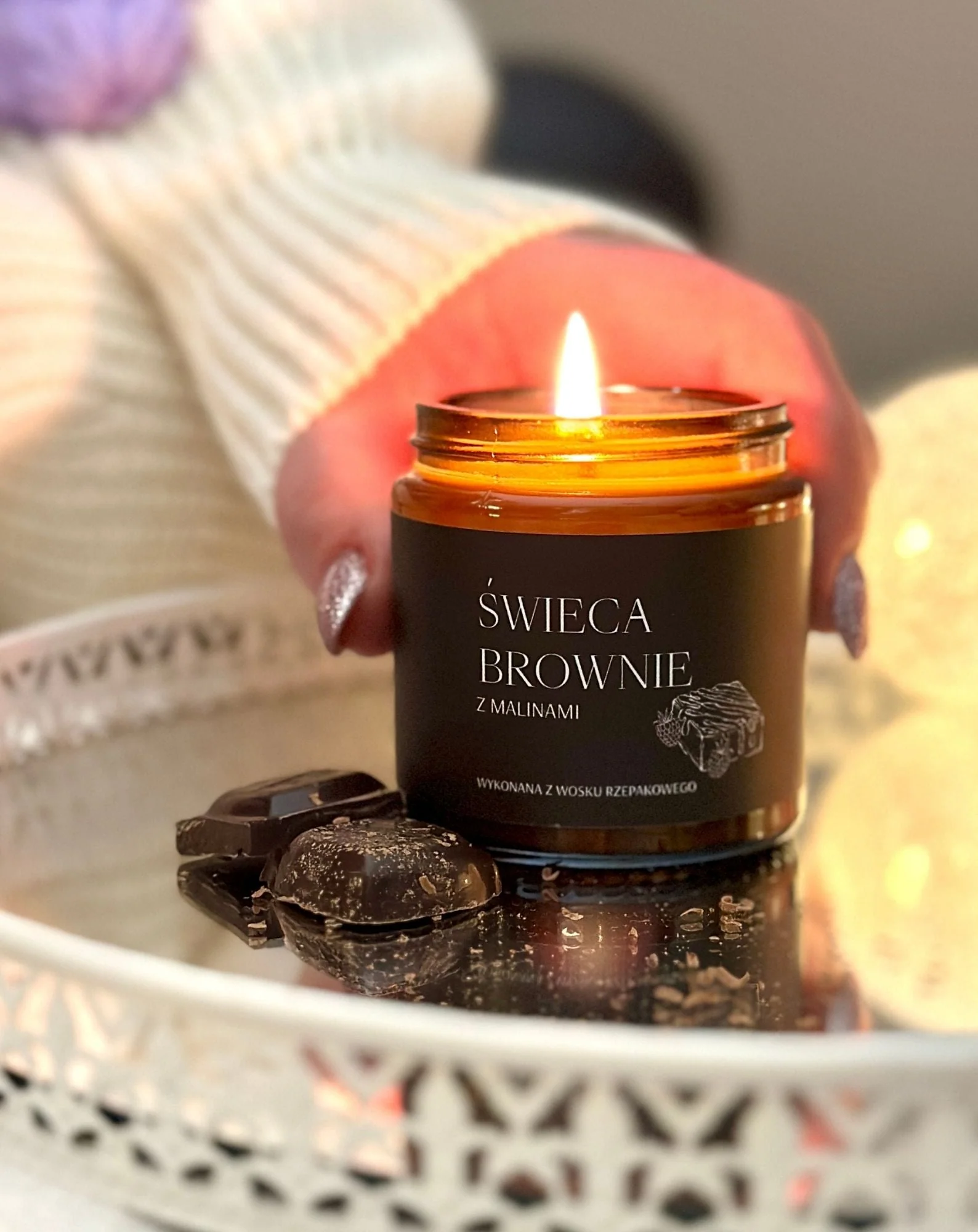 Bougie parfumée végétalienne au parfum de brownie à la framboise 120 ml MgLife - Image 3