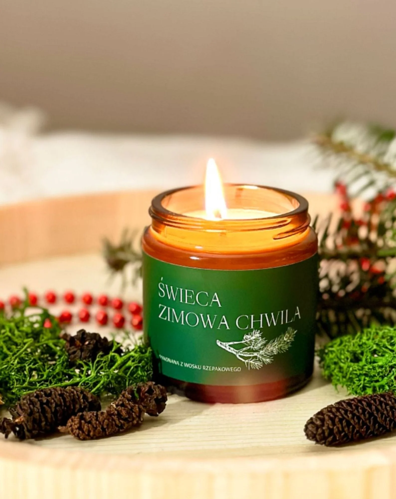 Bougie végétalienne au colza Moment hivernal aux senteurs de pin, de cèdre et d'ambre 120 ml MgLife - Image 3