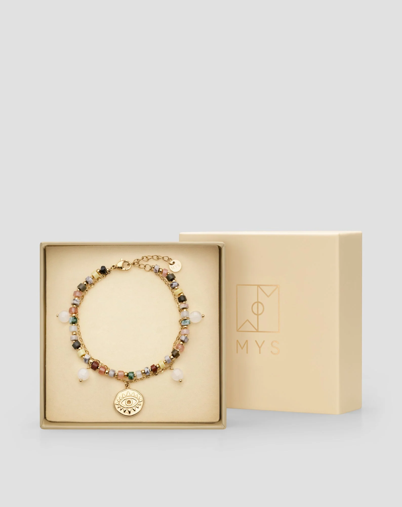 Bracelet avec pierres naturelles agate, maifan, jaspe, jade et aventurine Mys - Image 5
