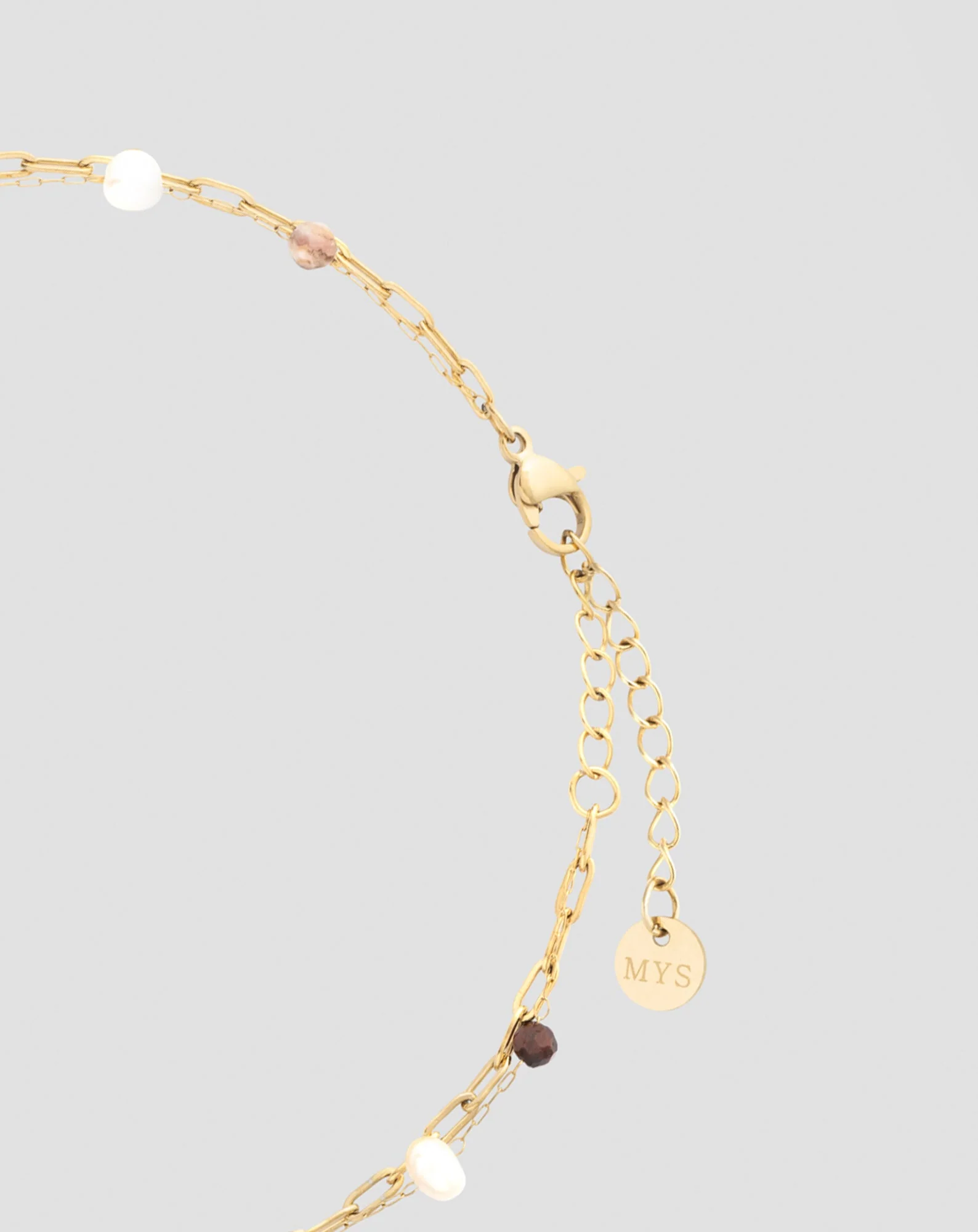 Bracelet de cheville avec pierres naturelles agate, maifan, jaspe, jade et aventurine Mys - Image 3