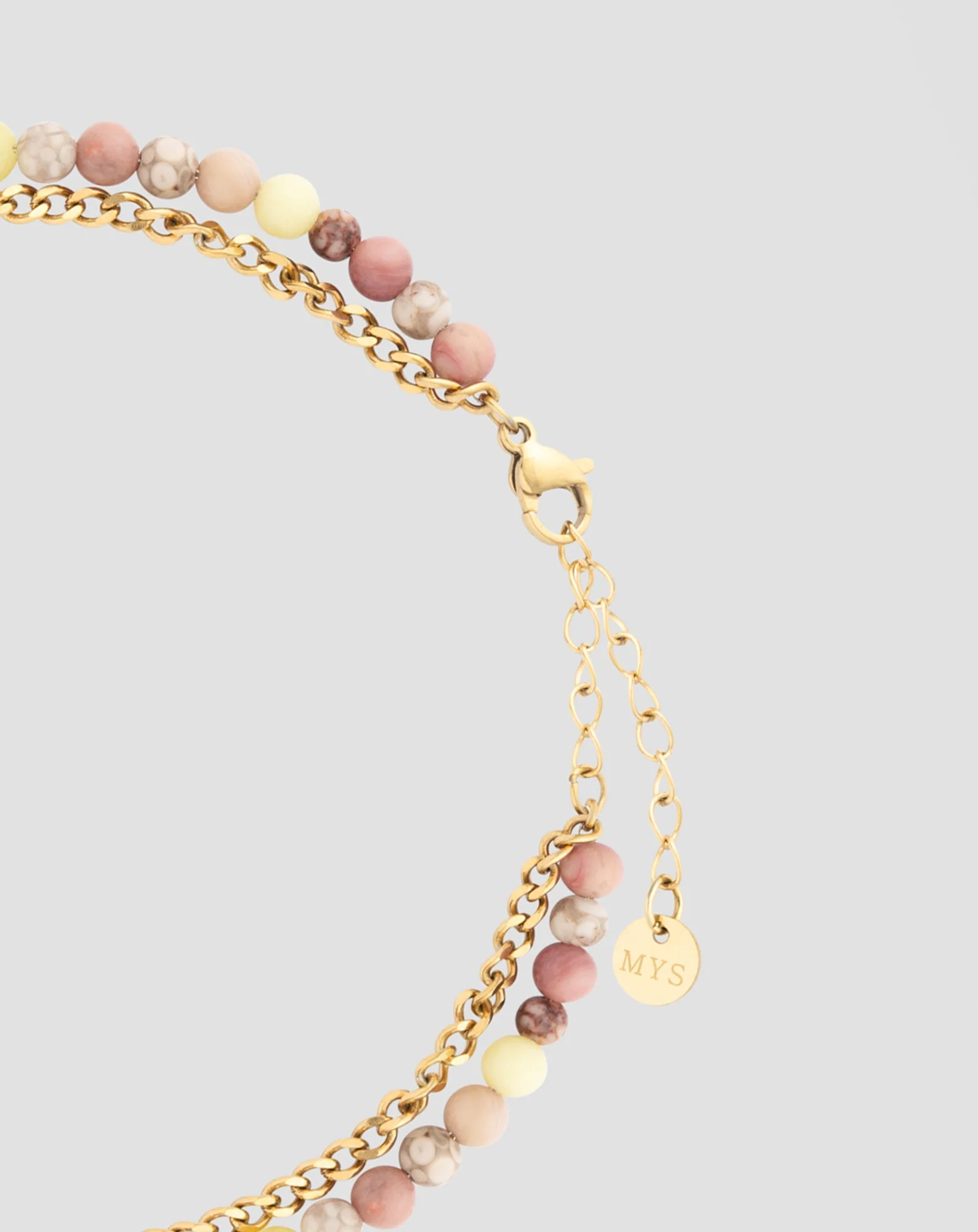 Bracelet de cheville en pierre naturelle jade rose et citron Mys - Image 3