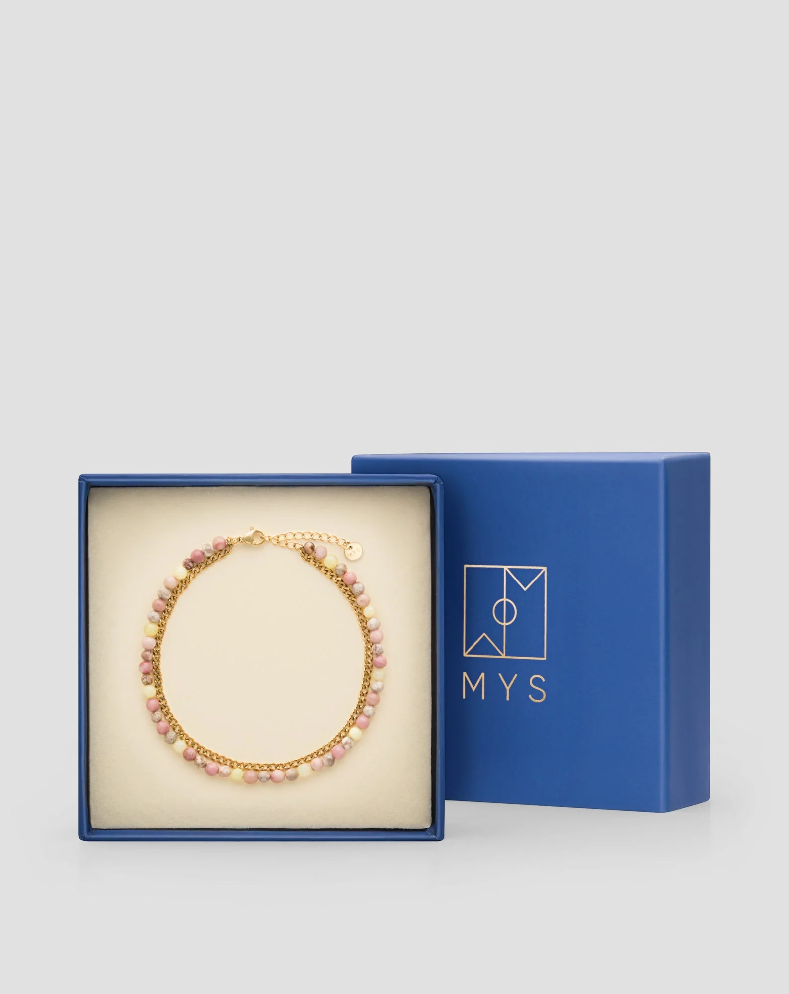 Bracelet de cheville en pierre naturelle jade rose et citron Mys - Image 4
