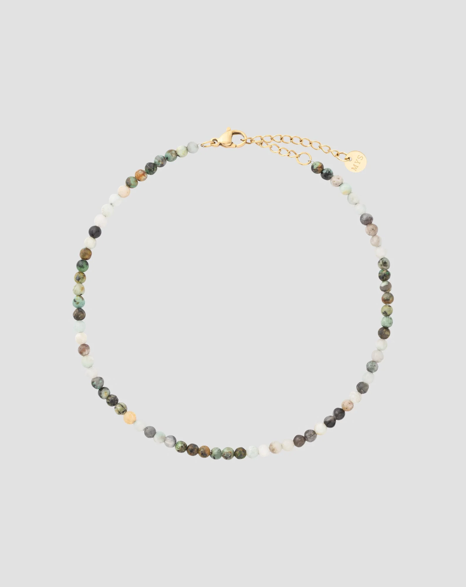 Bracelet de cheville en pierre naturelle turquoise africaine et amazonite Mys