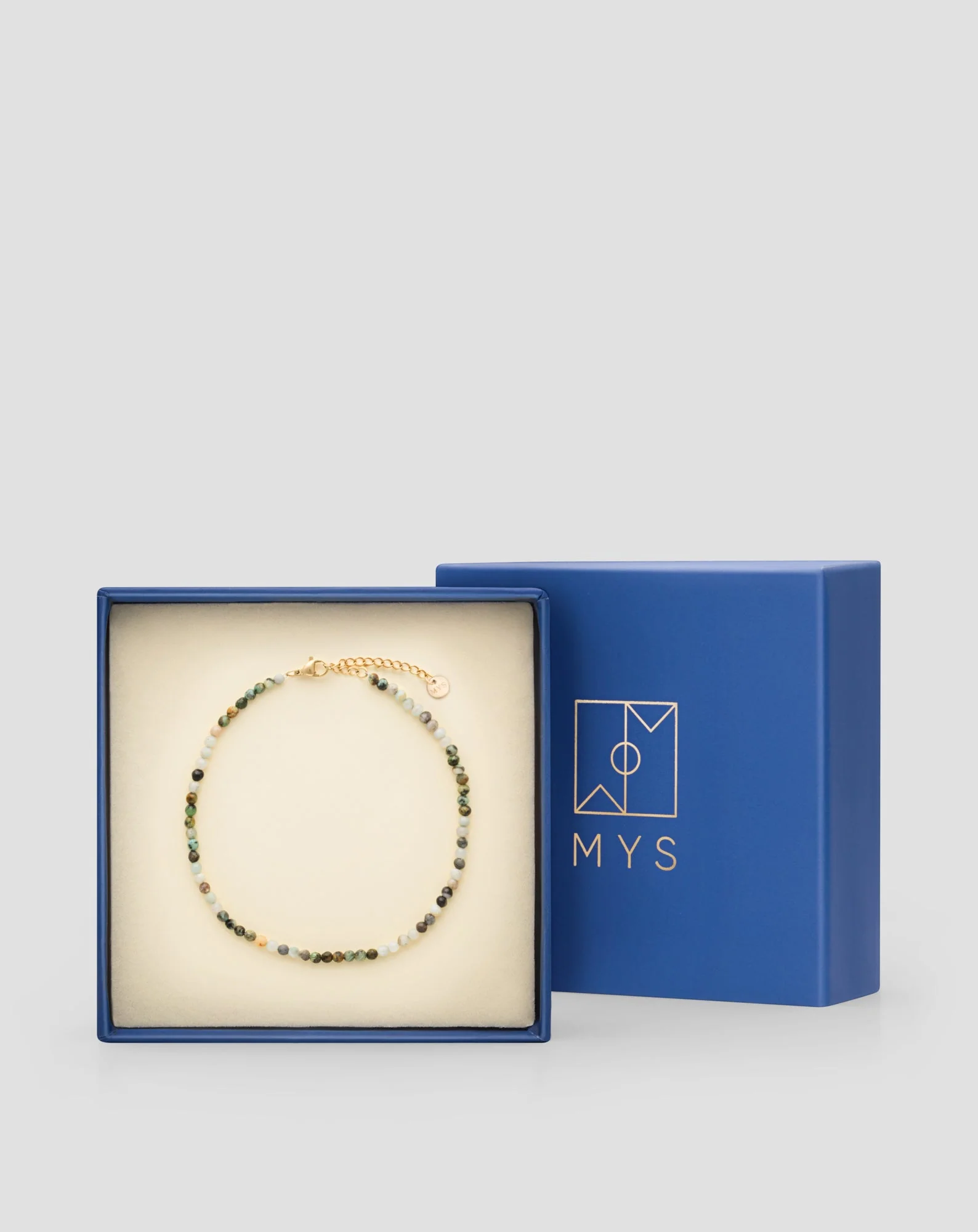Bracelet de cheville en pierre naturelle turquoise africaine et amazonite Mys - Image 5