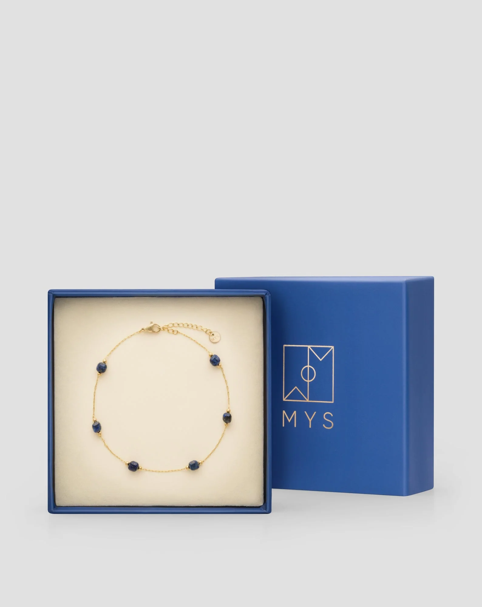 Bracelet de cheville plaqué or avec pierres naturelles lapis-lazuli Mys - Image 5