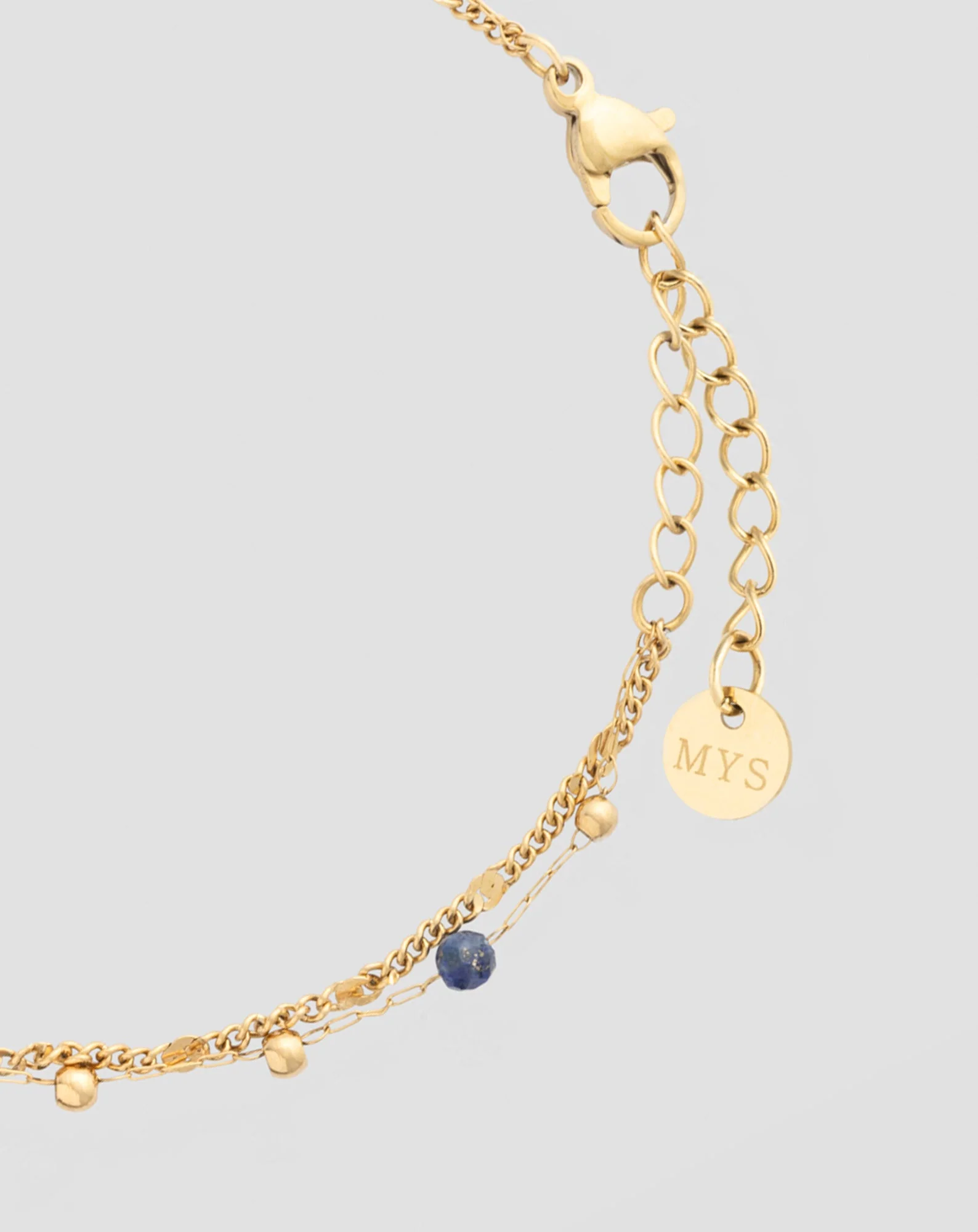 Bracelet plaqué or avec pierres naturelles en lapis-lazuli Mys - Image 3