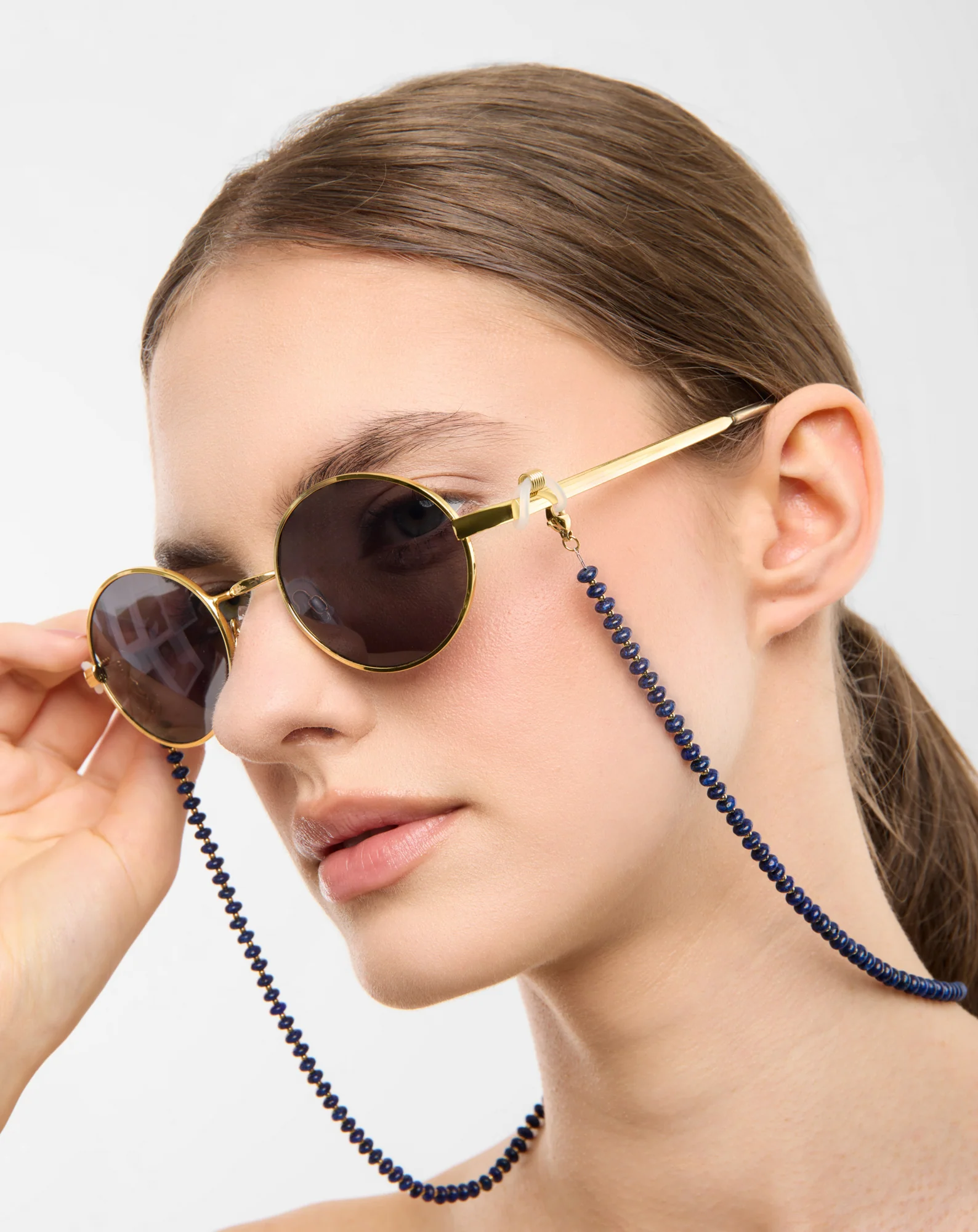 Chaîne à lunettes en pierre naturelle lapis-lazuli Mys - Image 2