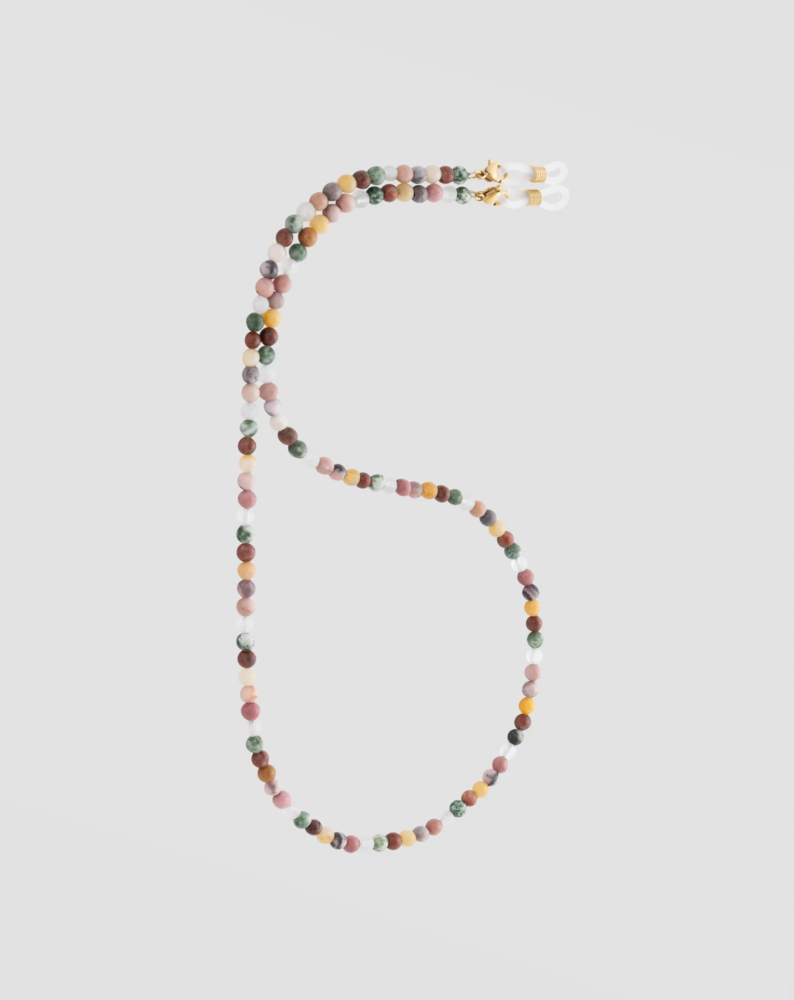 Chaîne de lunettes avec pierres naturelles agate, maifan, jaspe, jade et aventurine Mys
