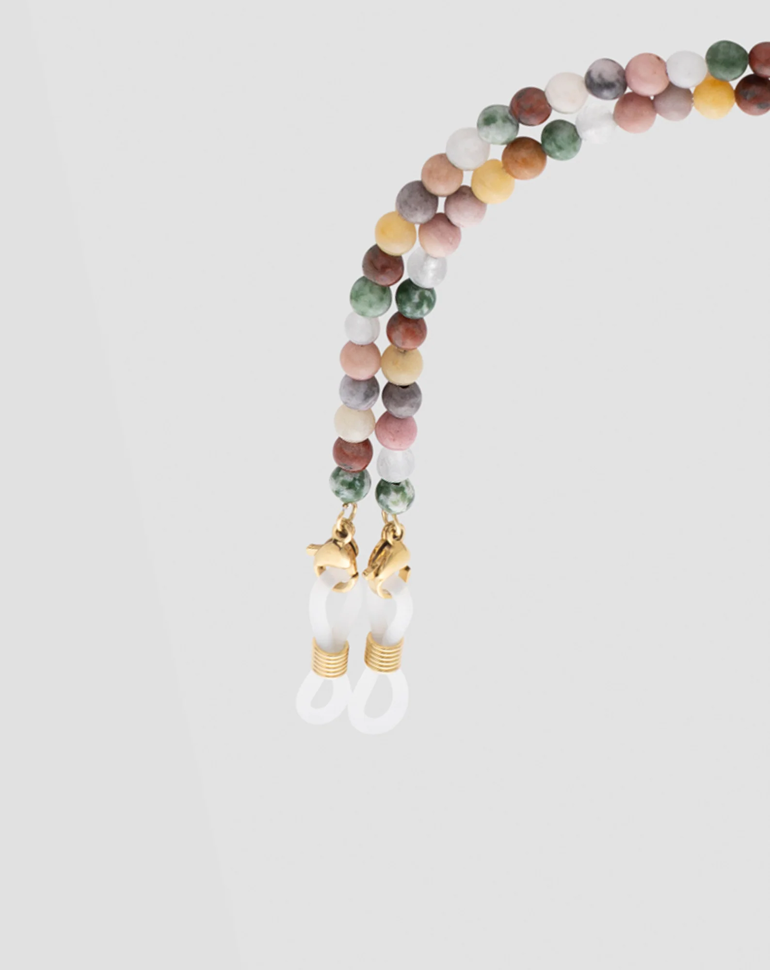Chaîne de lunettes avec pierres naturelles agate, maifan, jaspe, jade et aventurine Mys - Image 4