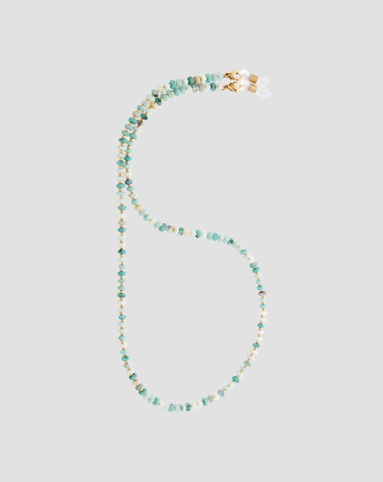 Chaîne de lunettes avec pierres naturelles turquoise africaine et amazonite Mys