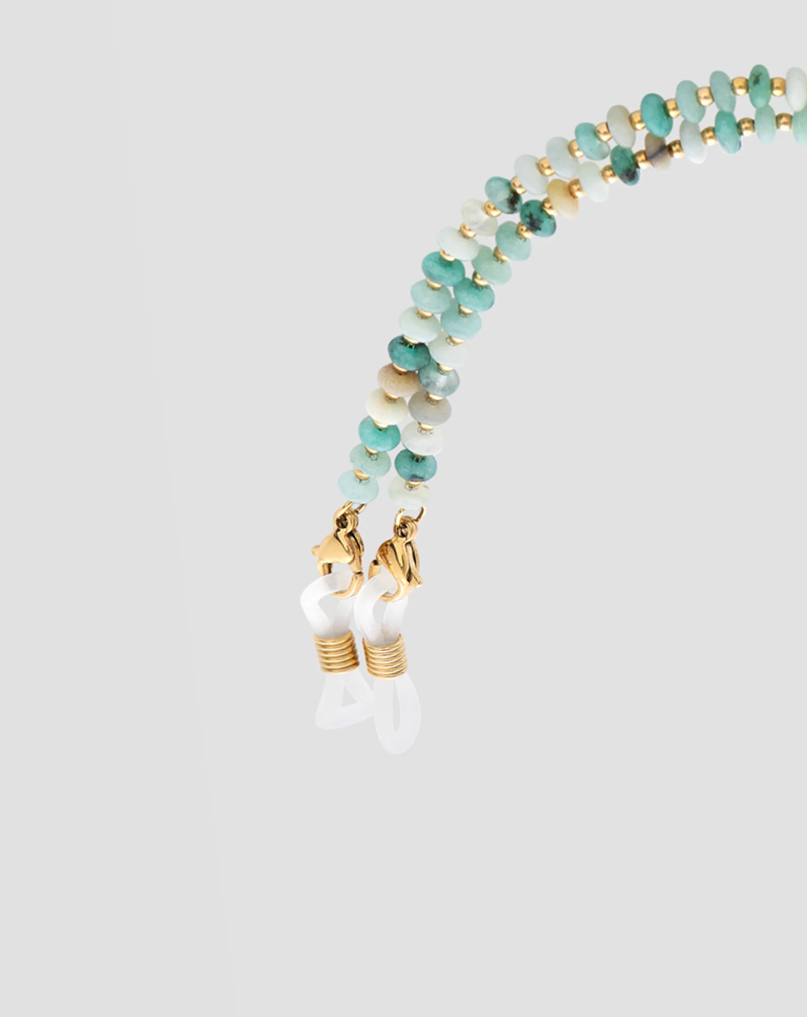 Chaîne de lunettes avec pierres naturelles turquoise africaine et amazonite Mys - Image 4