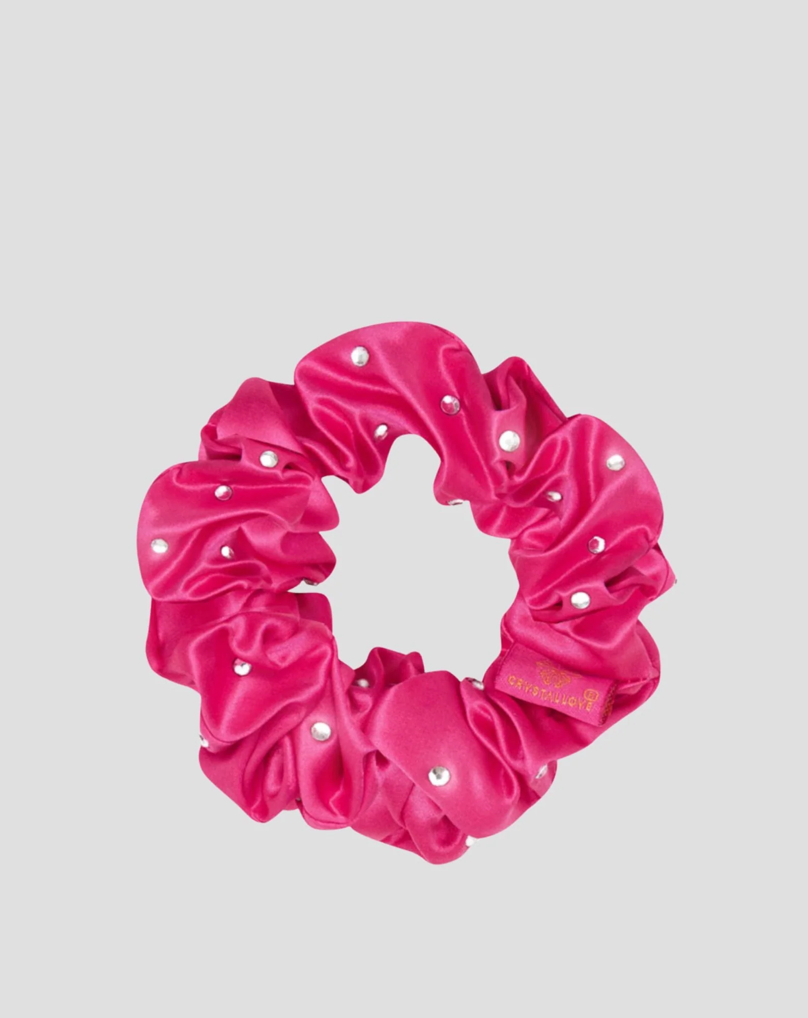 Chouchou en soie avec cristaux – hot pink Crystallove - Image 3