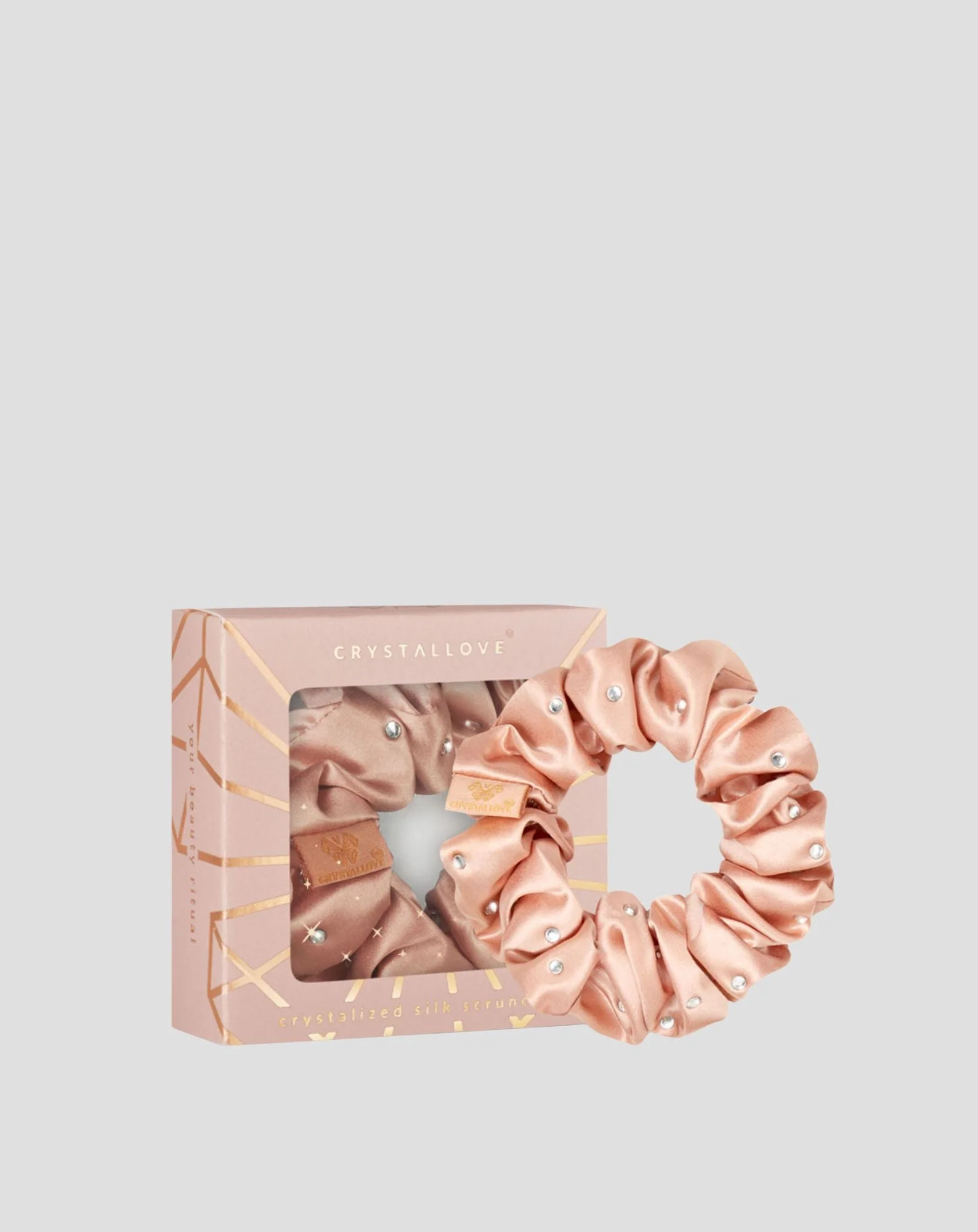 Chouchou en soie avec cristaux – rose gold Crystallove