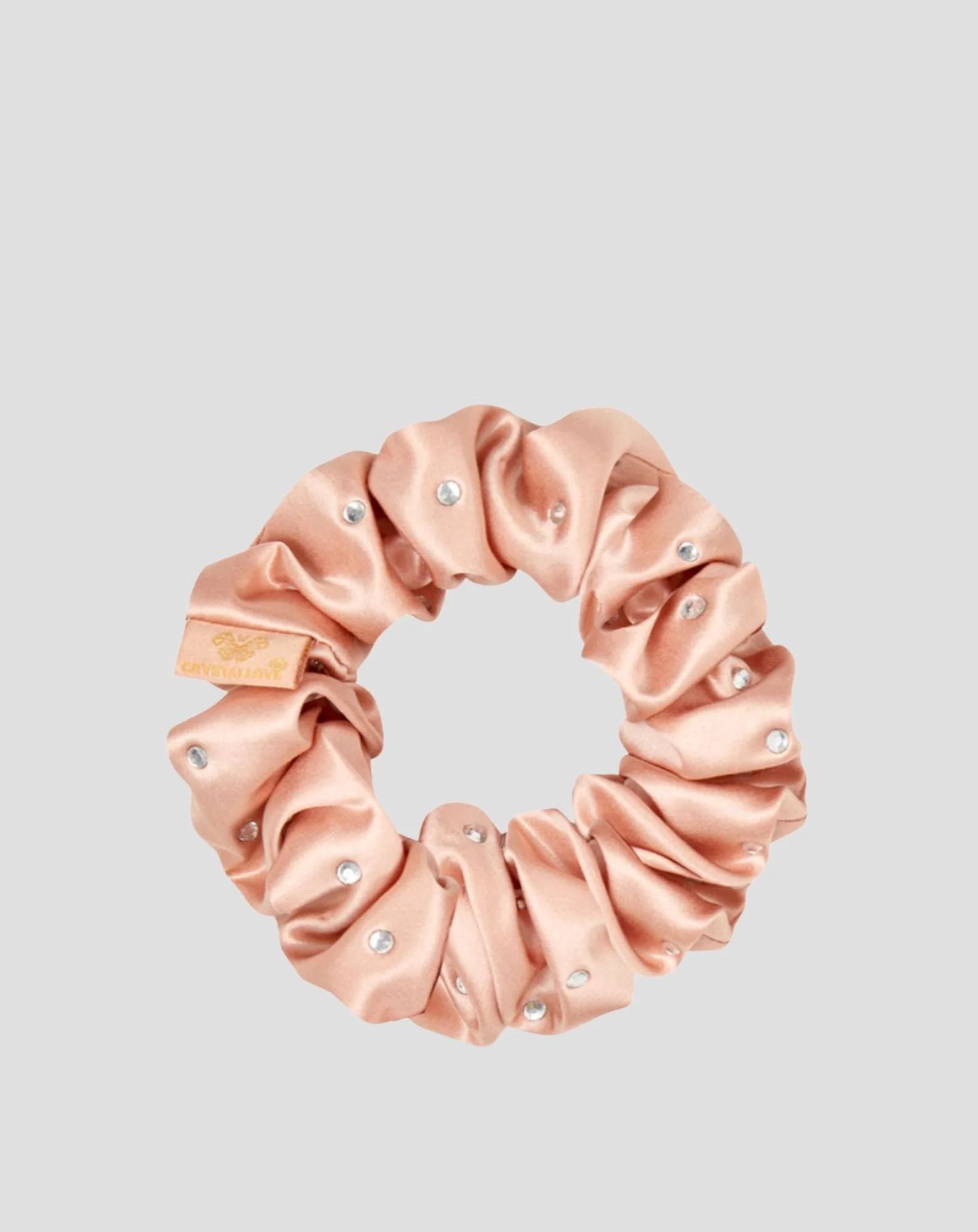 Chouchou en soie avec cristaux – rose gold Crystallove - Image 3