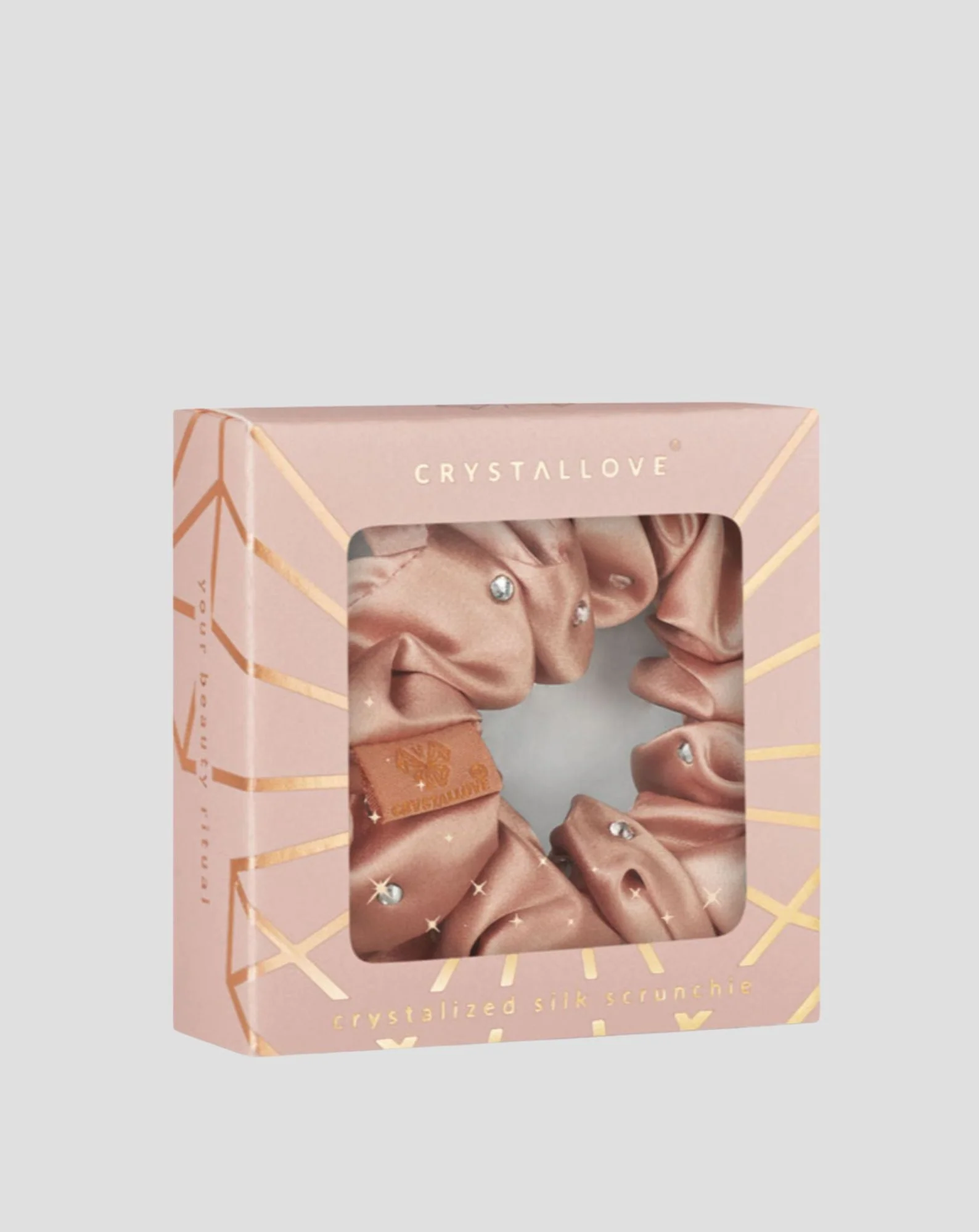 Chouchou en soie avec cristaux – rose gold Crystallove - Image 4
