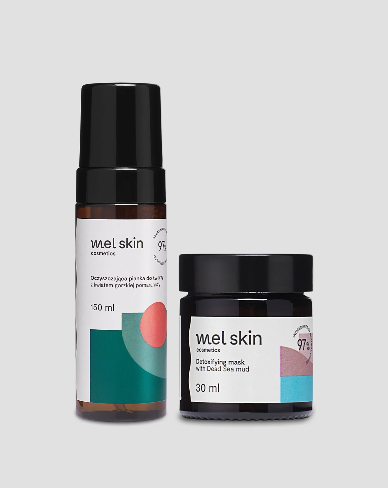 Ensemble avec boue de la mer Morte : masque nettoyant et mousse pour le visage pour détoxifier et rééquilibrer la peau Mel Skin