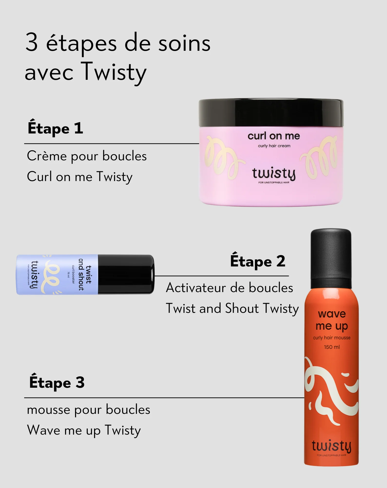 Coffret crème + mousse + booster de Twisty pour le soin et le coiffage des cheveux bouclés et ondulés - Image 6
