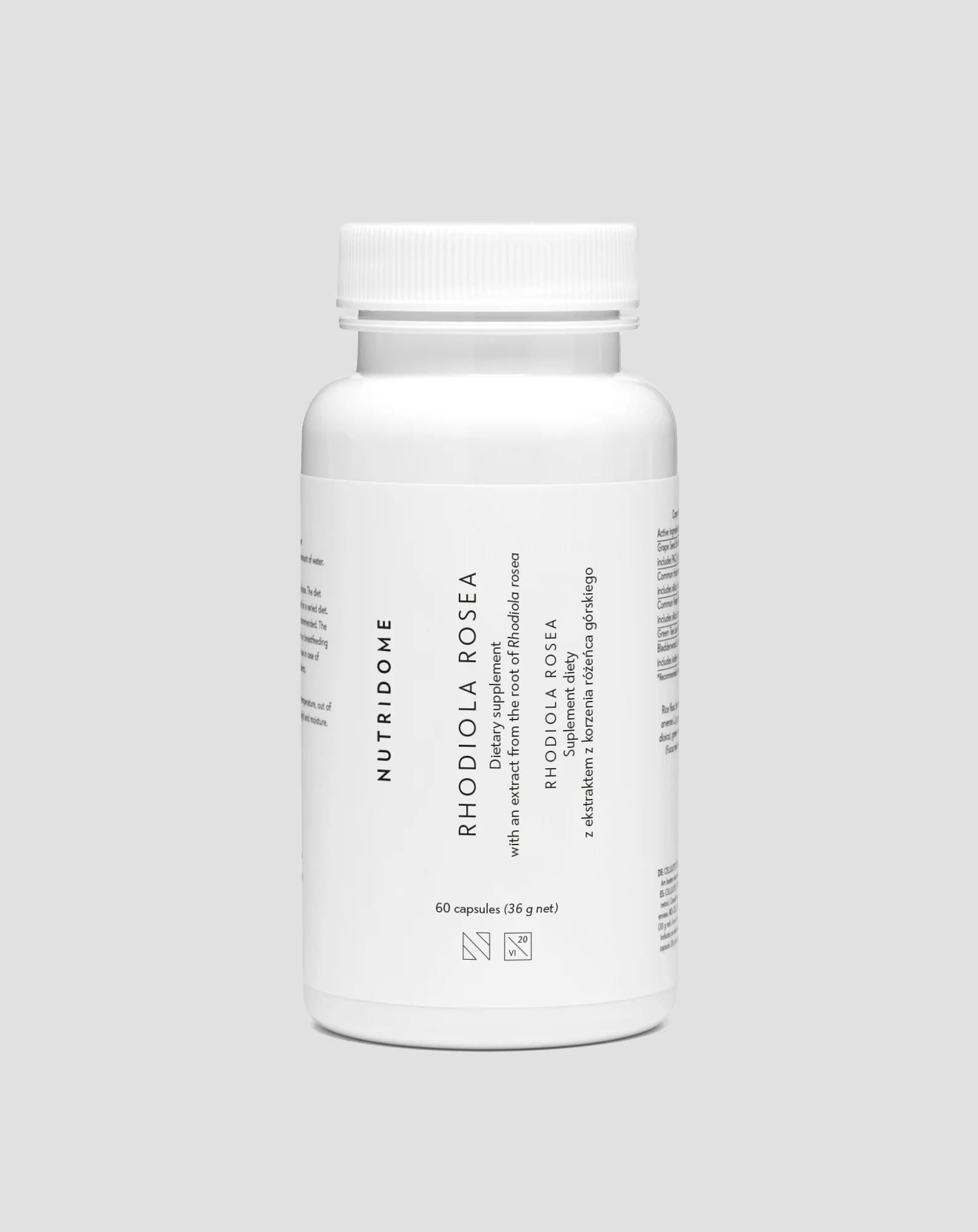 Complément alimentaire avec extrait de racine de Rhodiola Rosea Nutridome 60 capsules