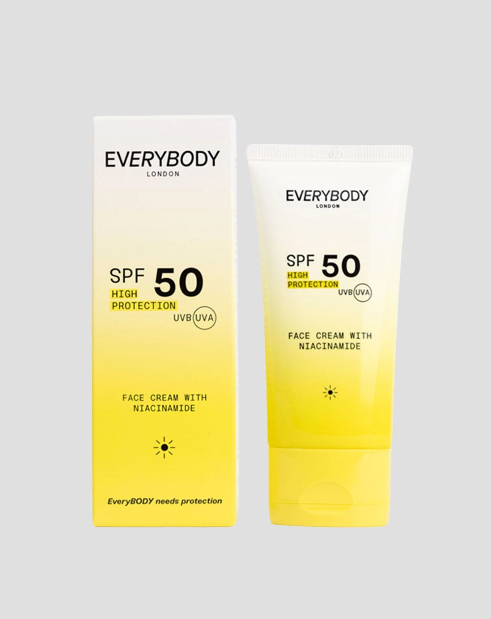 Crème hydratante pour le visage à indice de protection élevé (SPF 50) avec niacinamide Tout le monde à Londres