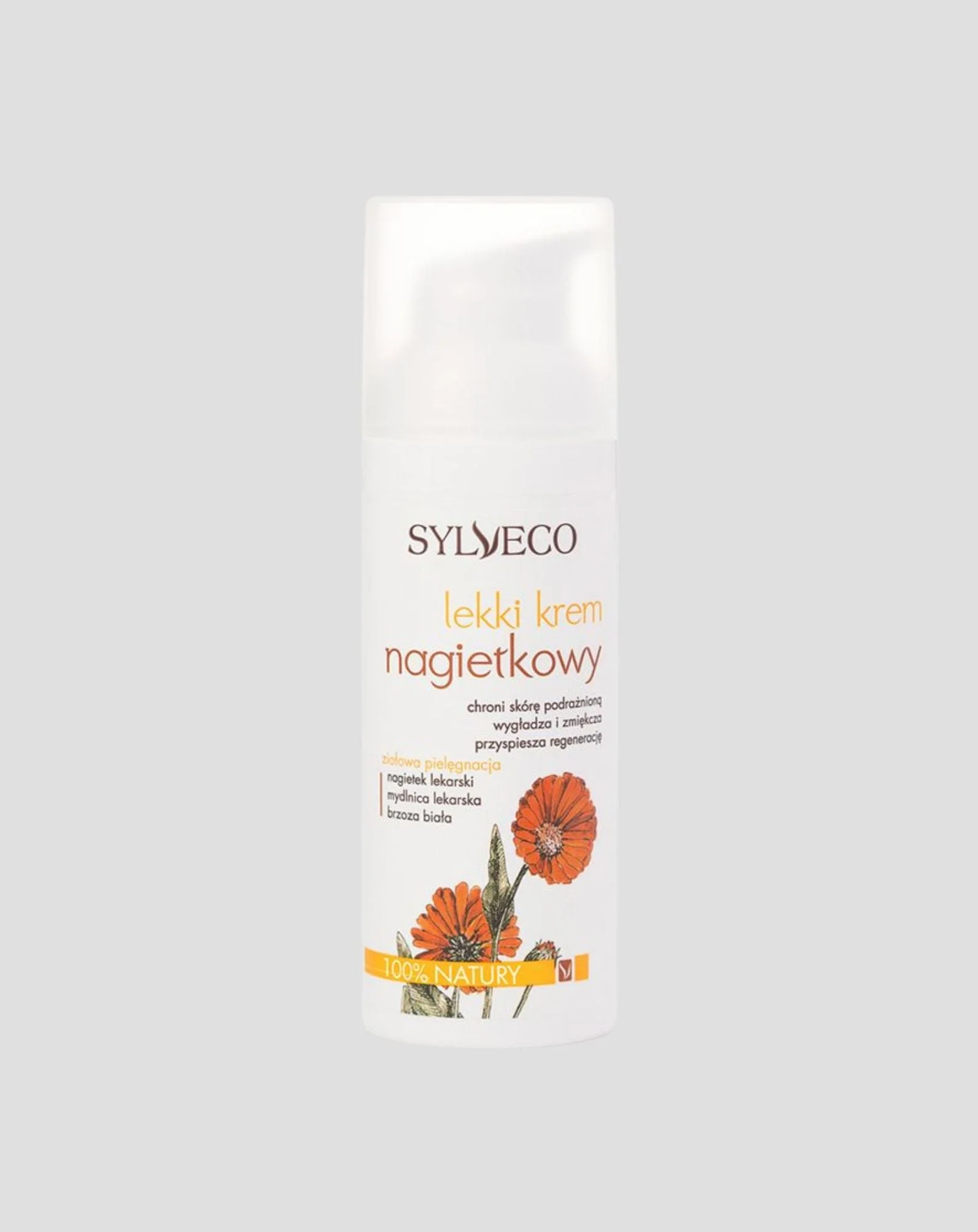 Crème légère au calendula pour tous les types de peau afin d'accélérer le renouvellement de la peau Sylveco