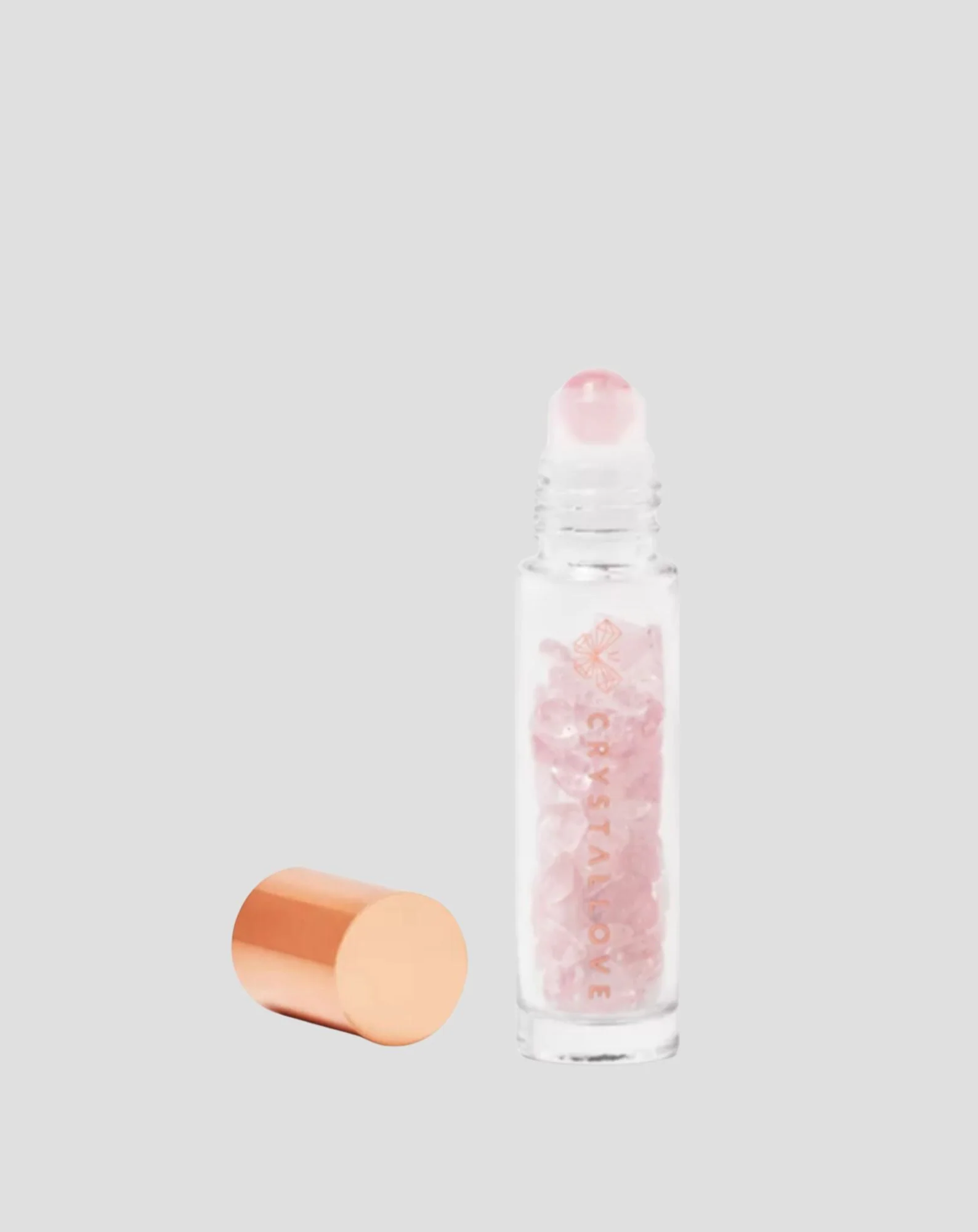 Flacon avec des cristaux pour huiles essentielles – quartz rose Crystallove