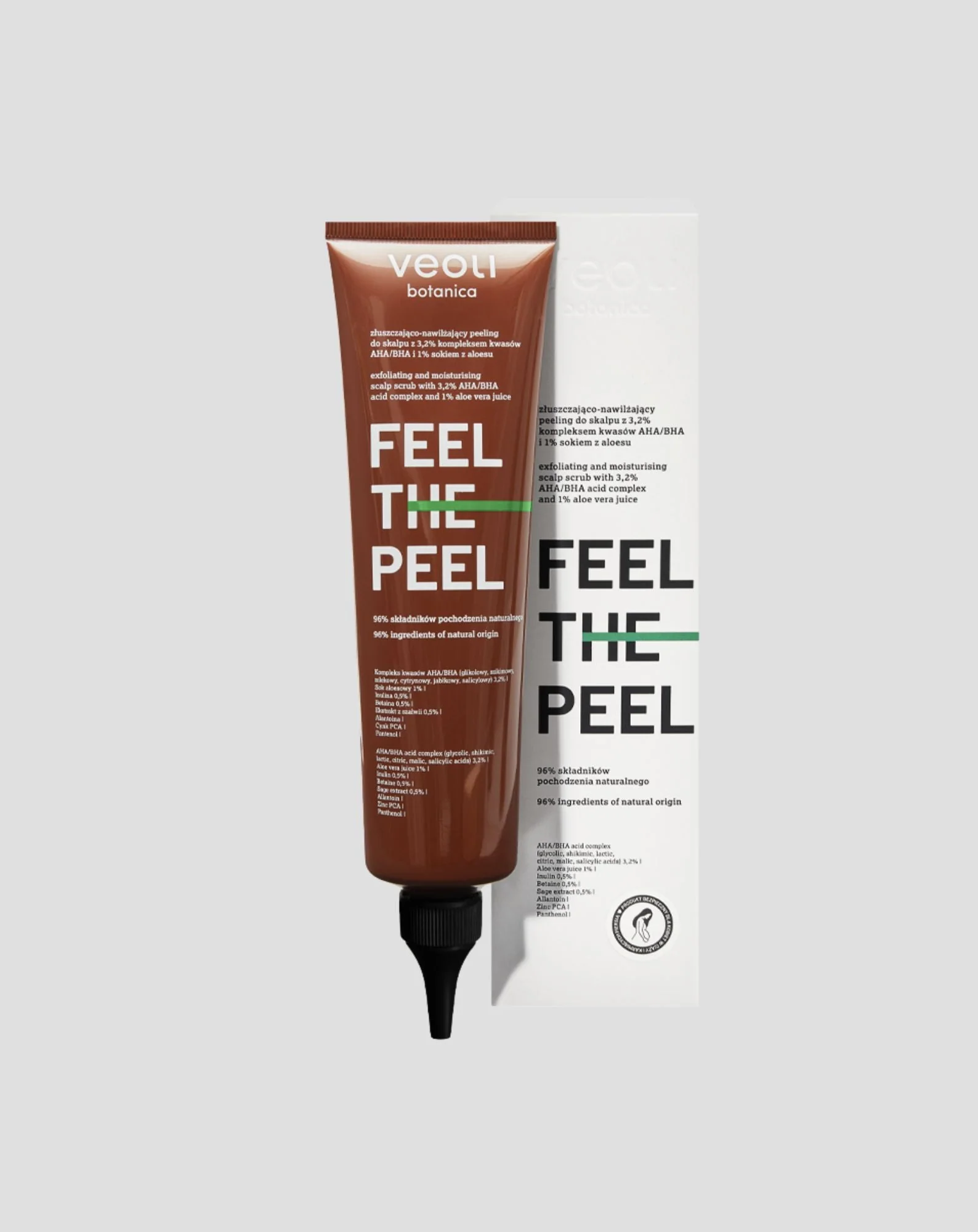 Gommage du cuir chevelu au complexe d'acides AHA/BHA et au jus d'aloe vera Veoli Botanica