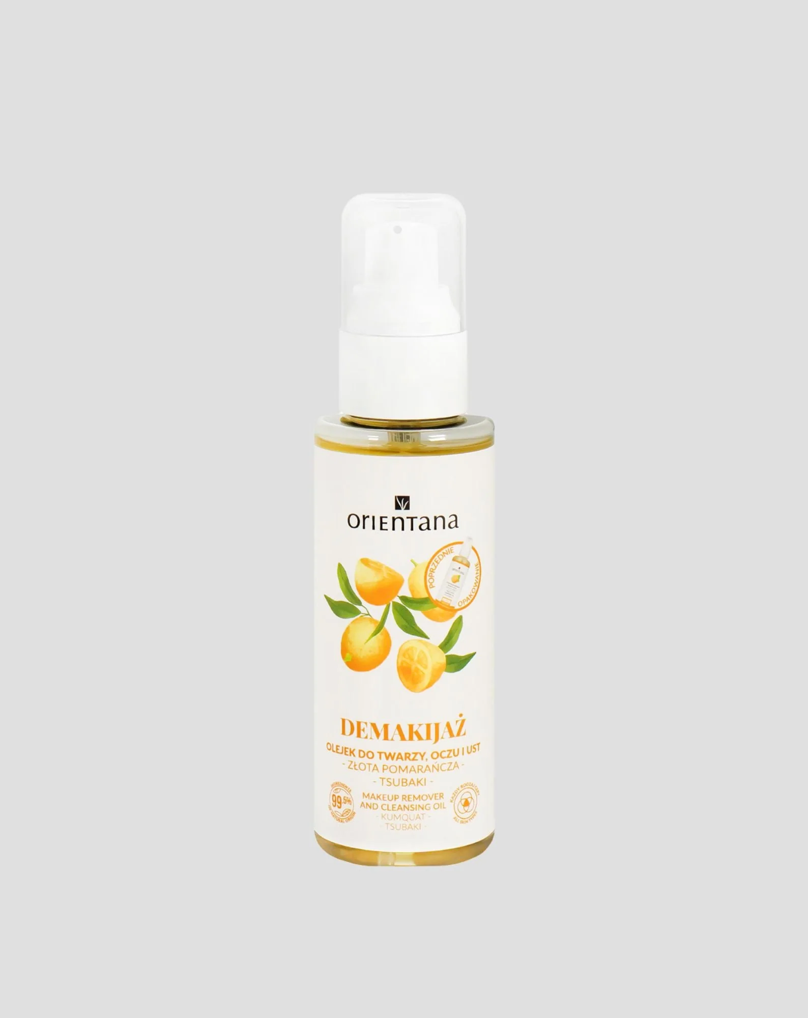 Huile démaquillante pour le visage et les yeux Orientana golden orange et tsubaki