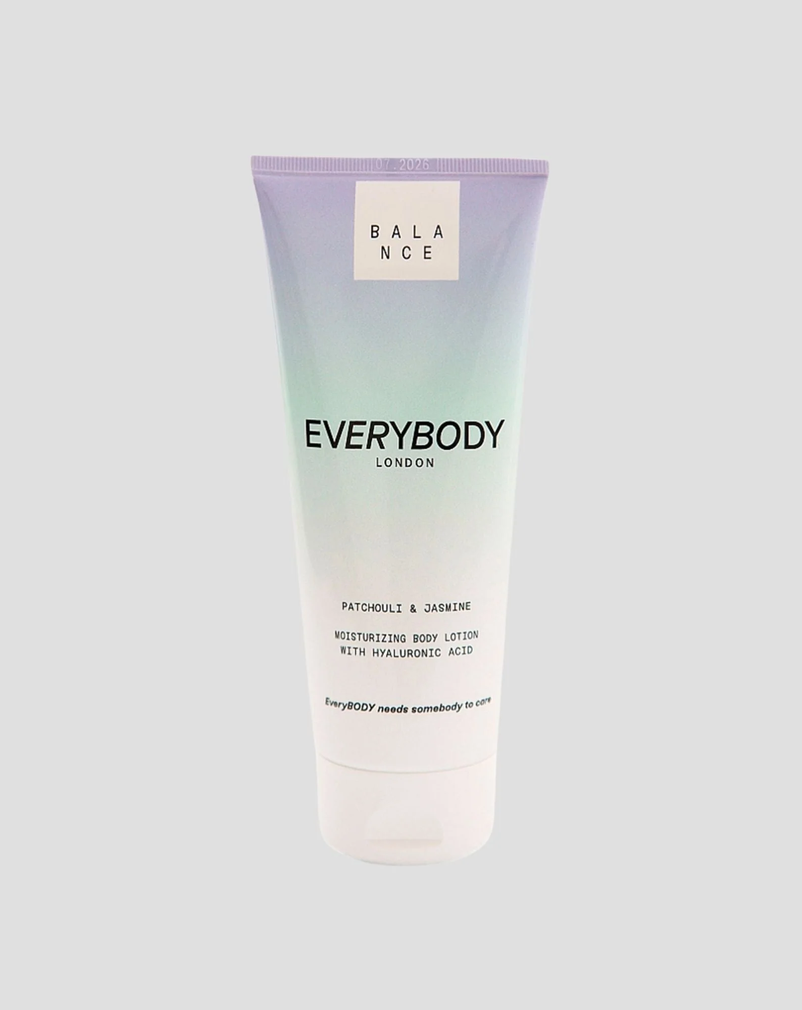 Lait corporel hydratant BALANCE à l'acide hyaluronique Patchouli &amp; Jasmin Everybody London