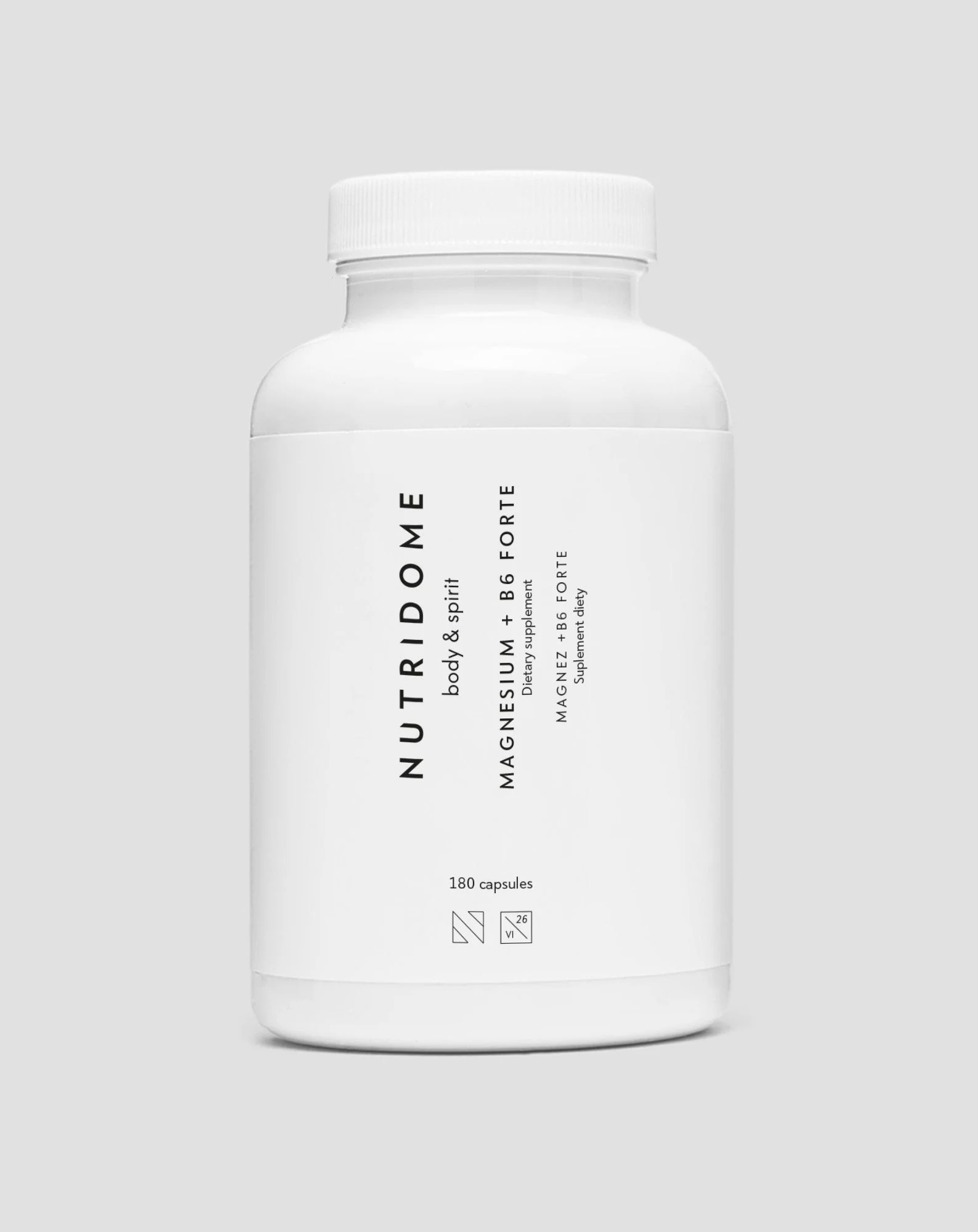 Magnésium + B6 Forte citrate de magnésium contre les crampes des jambes, des mollets, la fatigue et le stress Nutridome 180 gélules