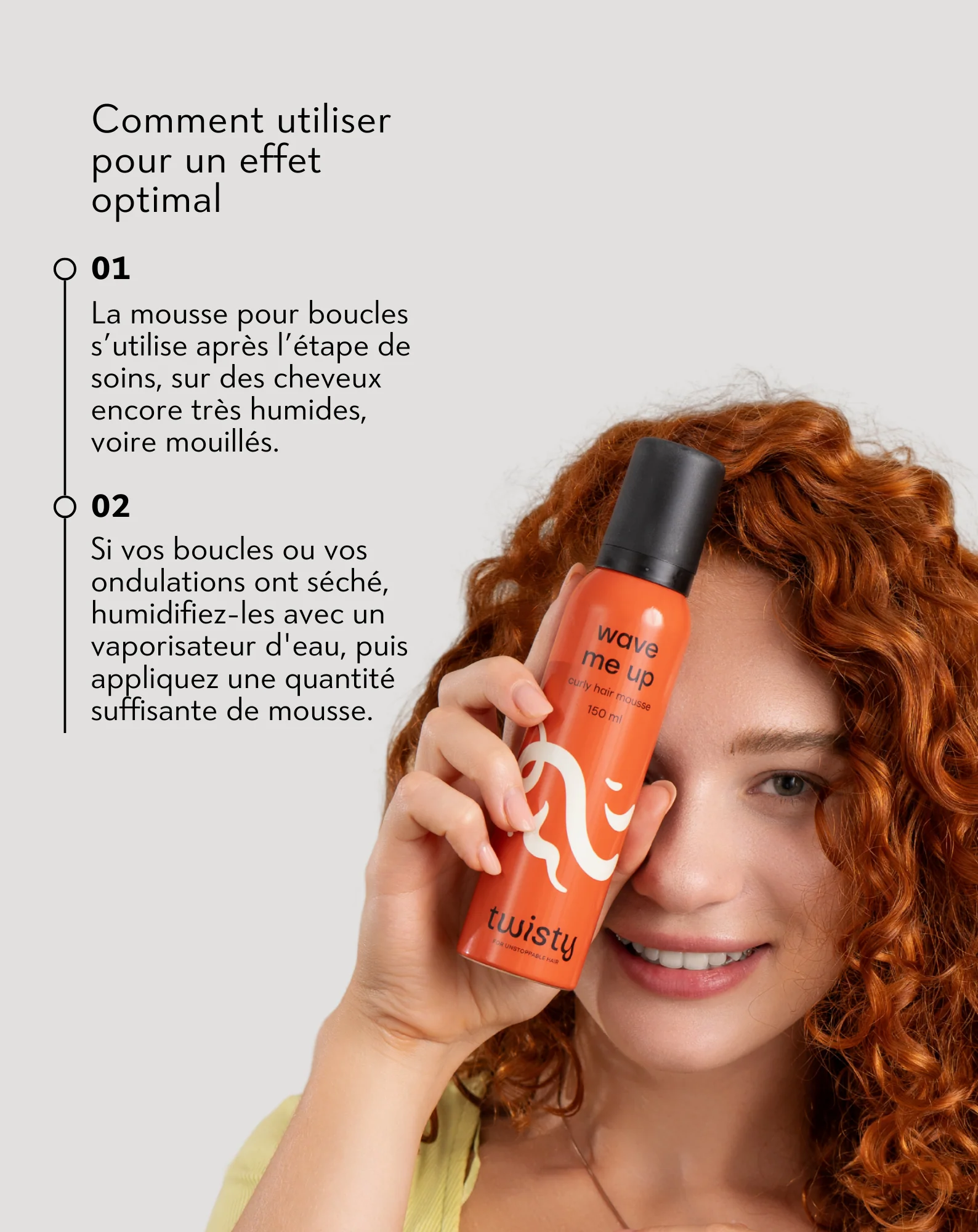 Mousse coiffante Wave me up de Twisty pour cheveux bouclés - fixe les boucles sans les alourdir - Image 3