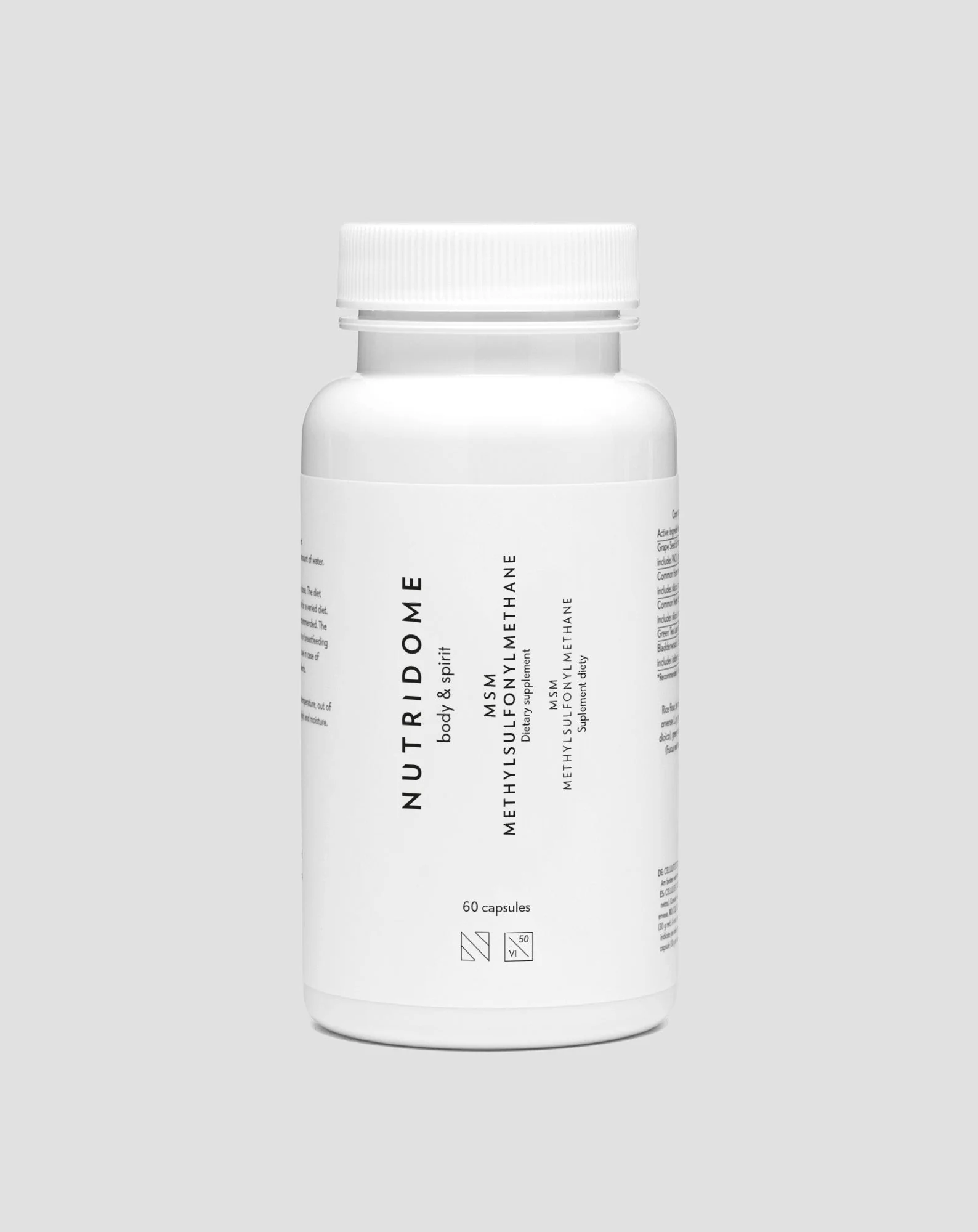 Complément alimentaire MSM Nutridome pour les articulations et les os - 60 gélules