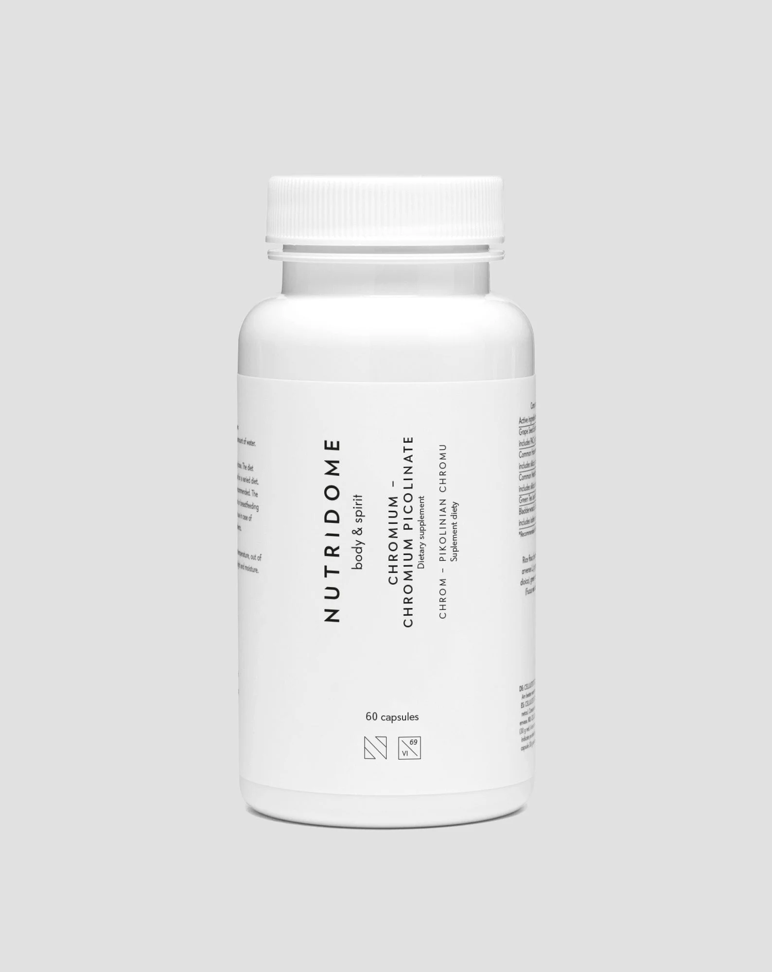 Picolinate de chrome Nutridome avec vitamine C et pipérine pour réguler le taux de sucre – 60 gélules