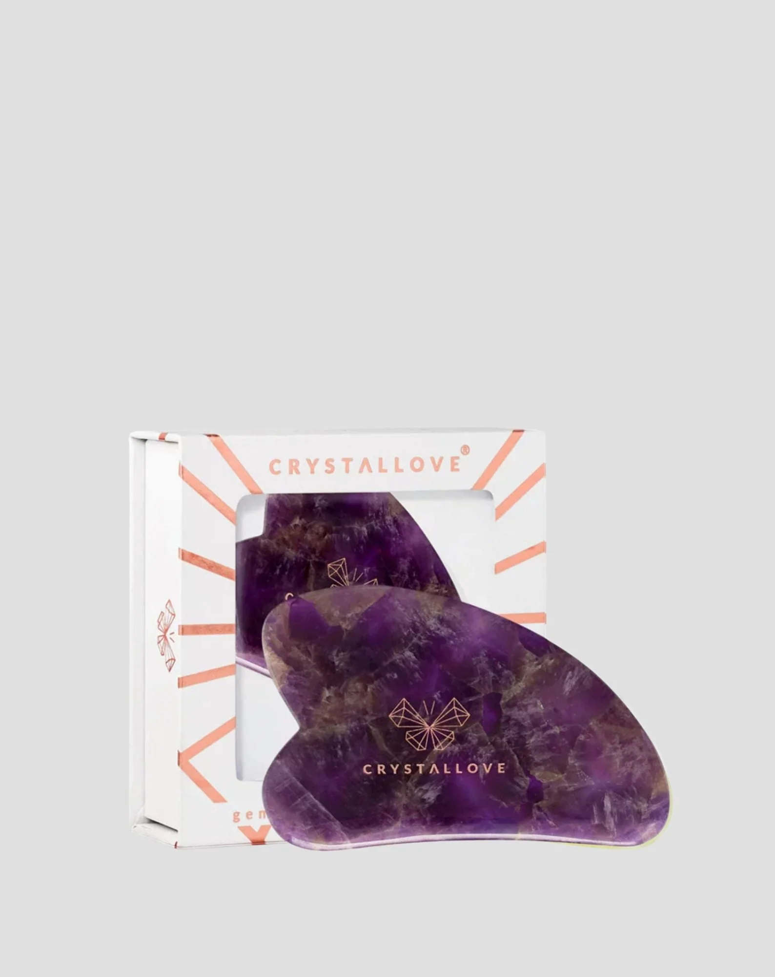 Plaque de massage du visage gua sha à base d'améthyste, pierre de l'harmonie et de la détente Crystallove