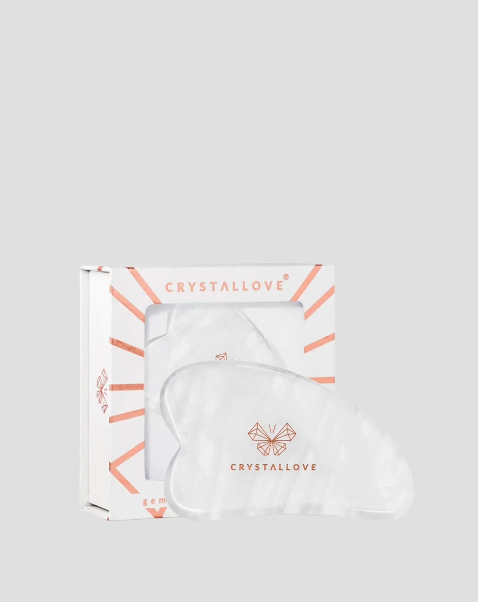 Plaque de massage du visage gua sha en cristal de montagne aux propriétés purifiantes Crystallove