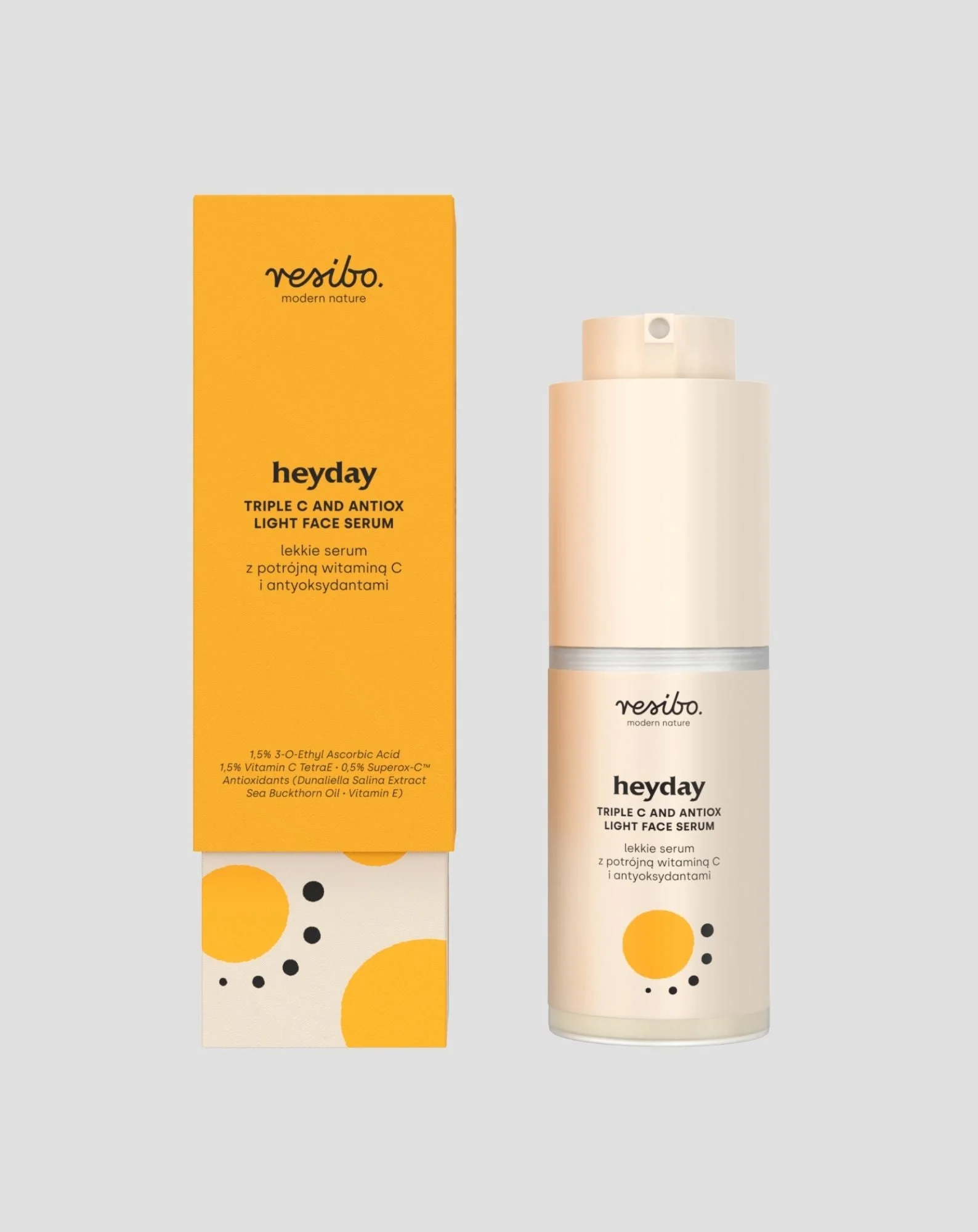 Sérum nourrissant et illuminant pour le visage, avec des antioxydants et de la triple vitamine C Heyday 30 ml Resibo - Image 4