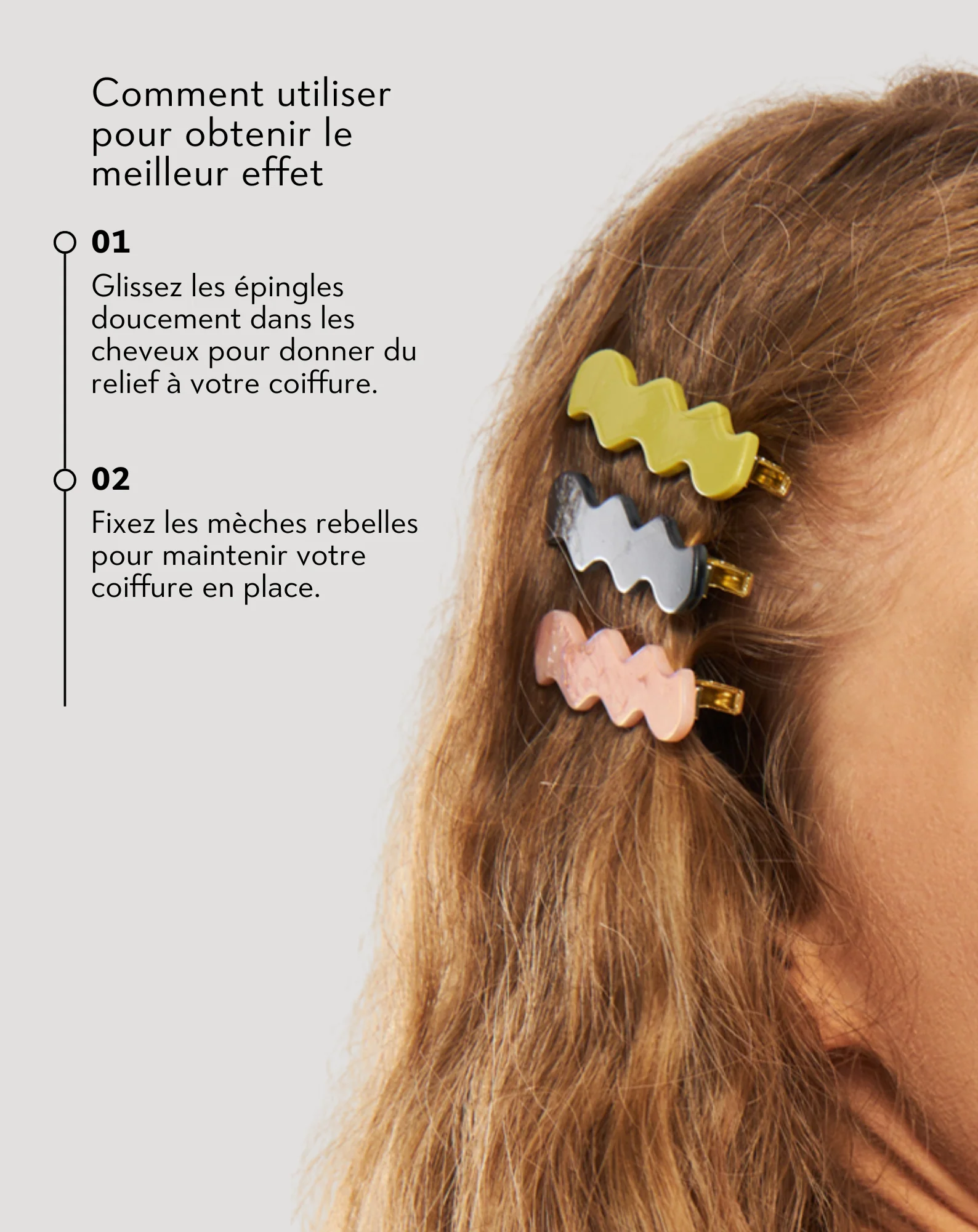 Set de barrettes wavy - marbrées, bleues et rouges de Twisty - 3 pcs. - Image 3