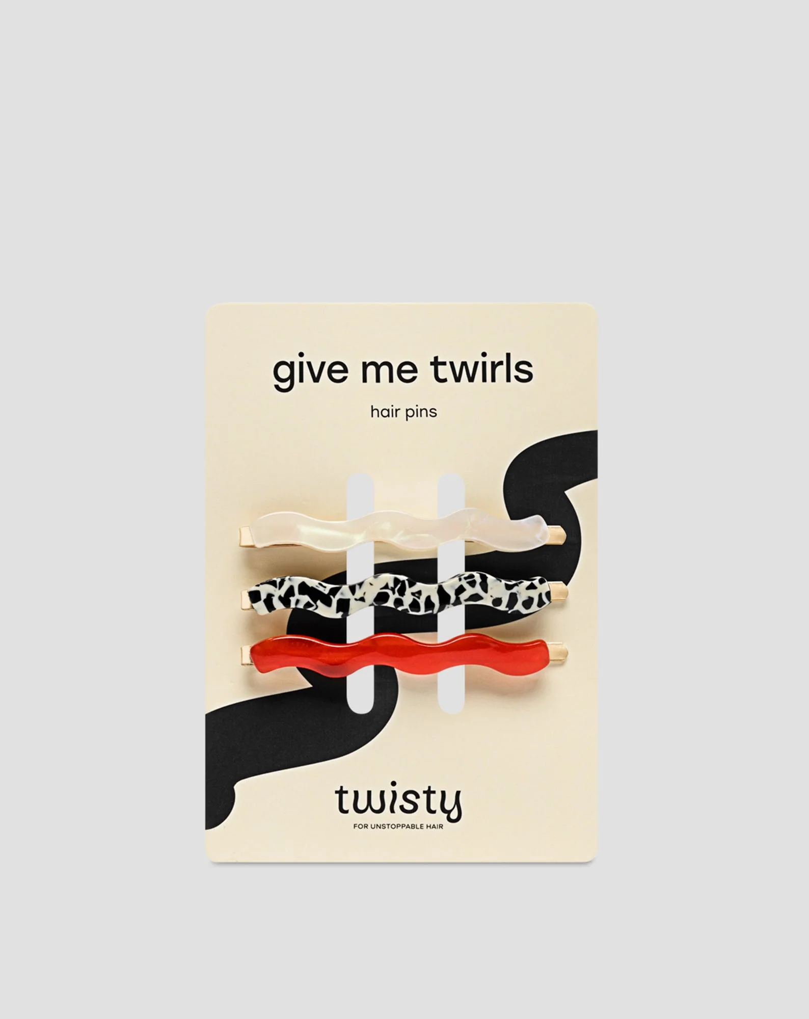 Set d'épingles à cheveux rouges, marbrées, perles de Twisty - 3 pcs.