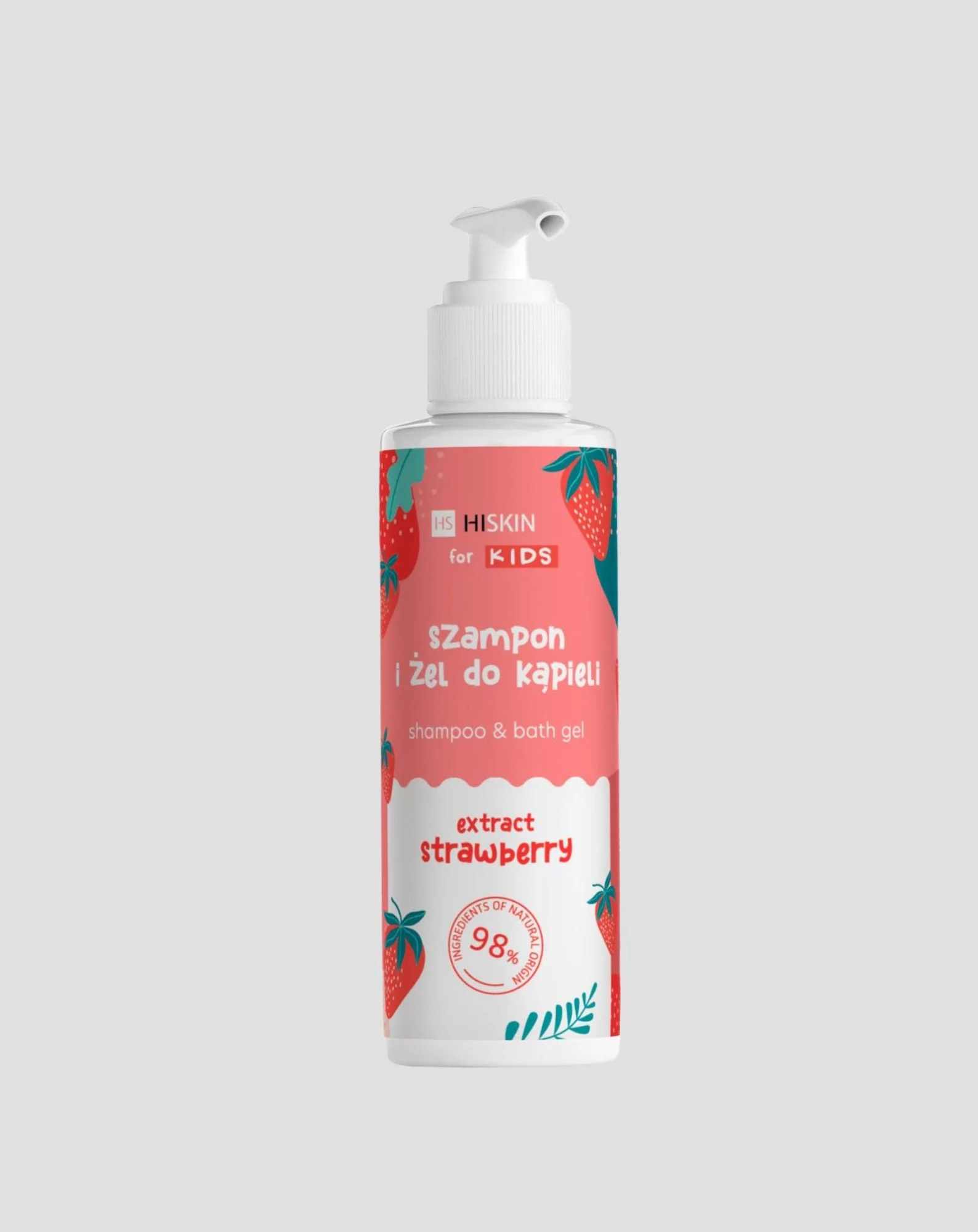 Shampooing et gel douche 2 en 1 pour enfants au parfum de fraise HiSkin