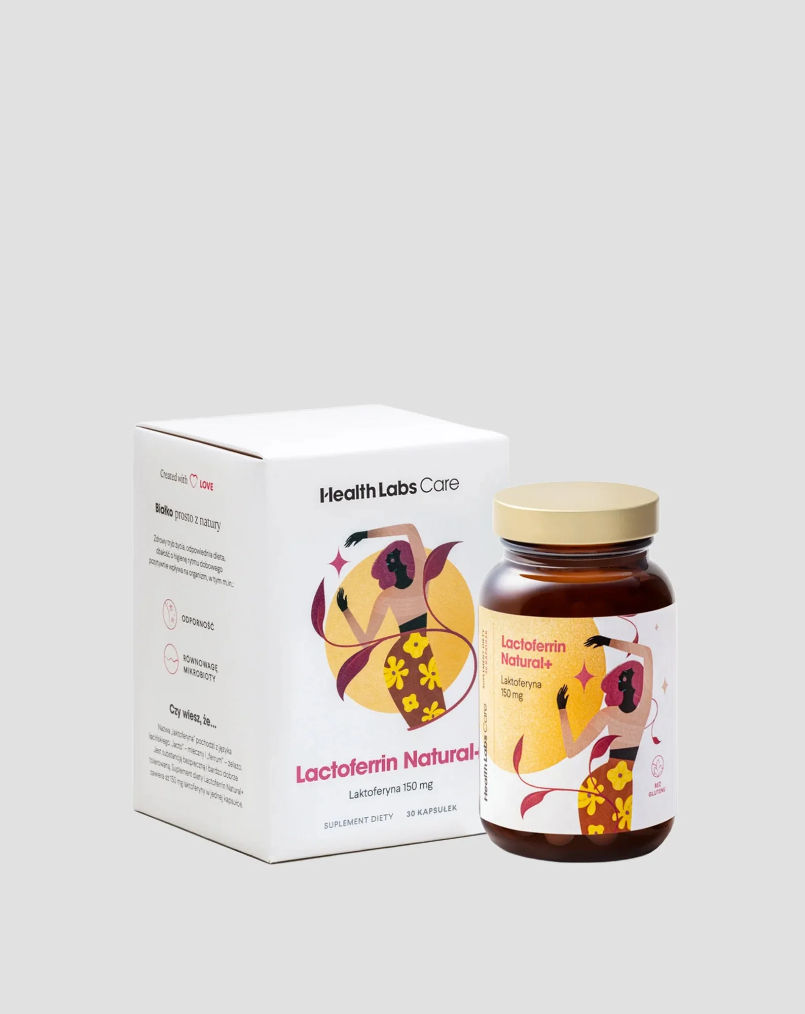 Supplément alimentaire à la lactoferrine 150 mg issue du lait de vache Lactoferrin Natural+ Health Labs Care 30 gélules