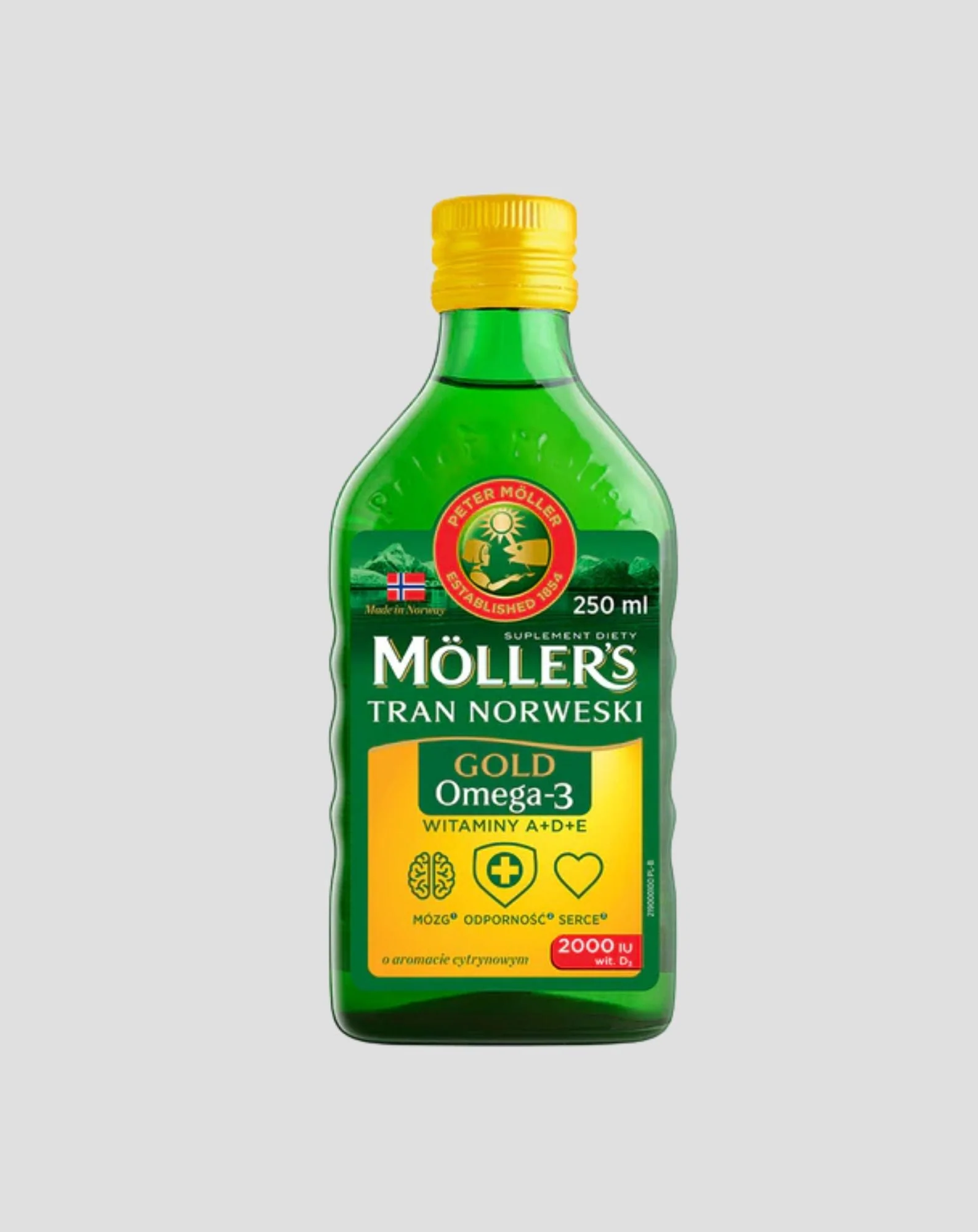 Trank norvégien au citron de Gold Moller avec 2000 UI de vitamine D3
